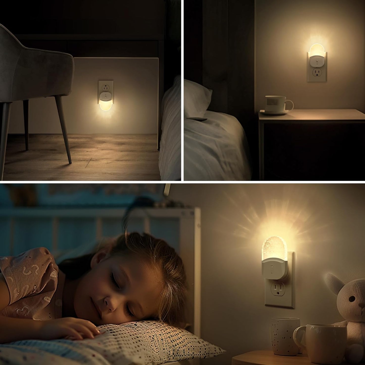 Bubble Night Light Plug in, LED Acrylic Night Light, 2 Pack, Decorative Dimmable Nightlight Dusk to