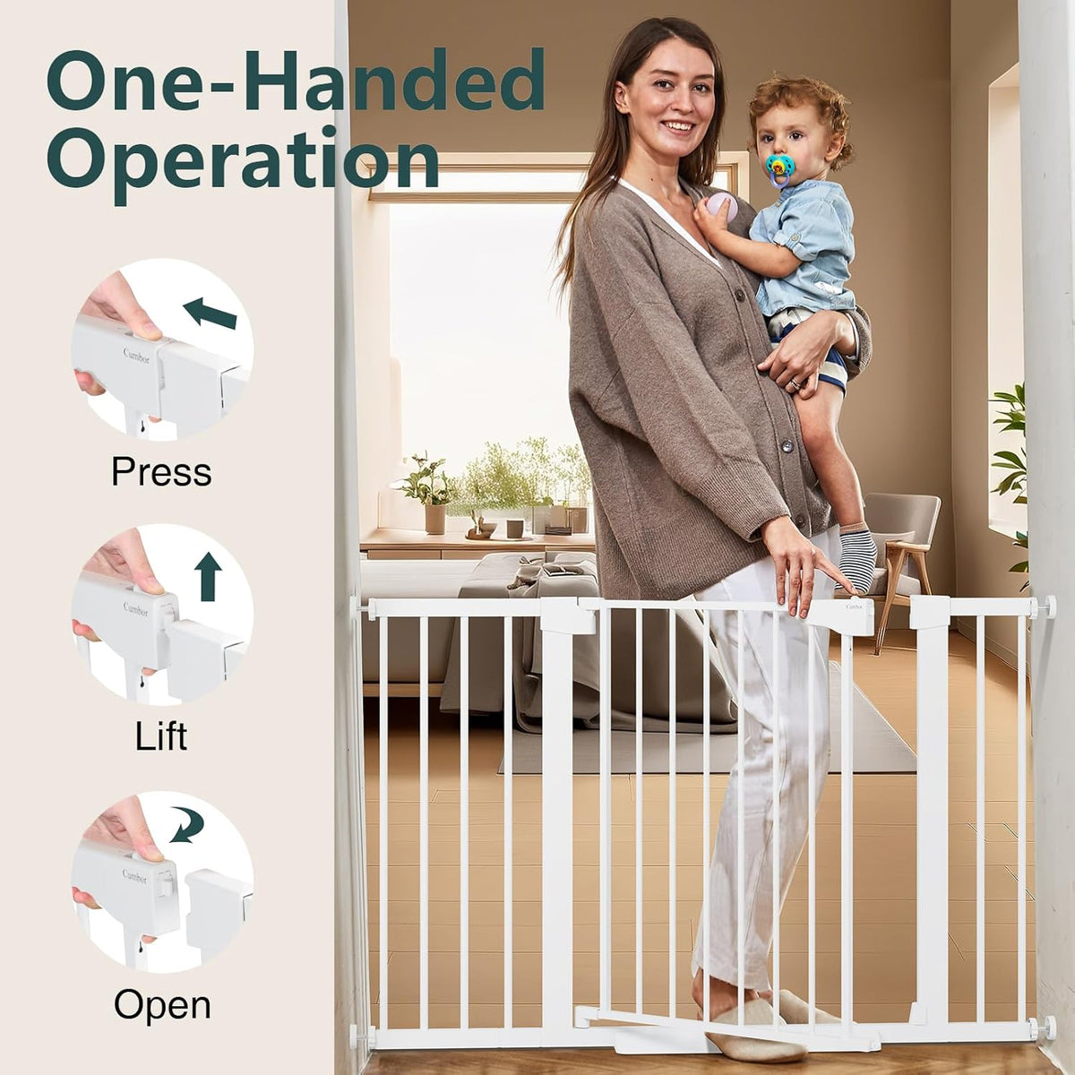 Cumbor 2 Pack 29.7"-48" Baby Gate for Stairs, Mom's Choice Awards Winner-Dog Gate for Doorways