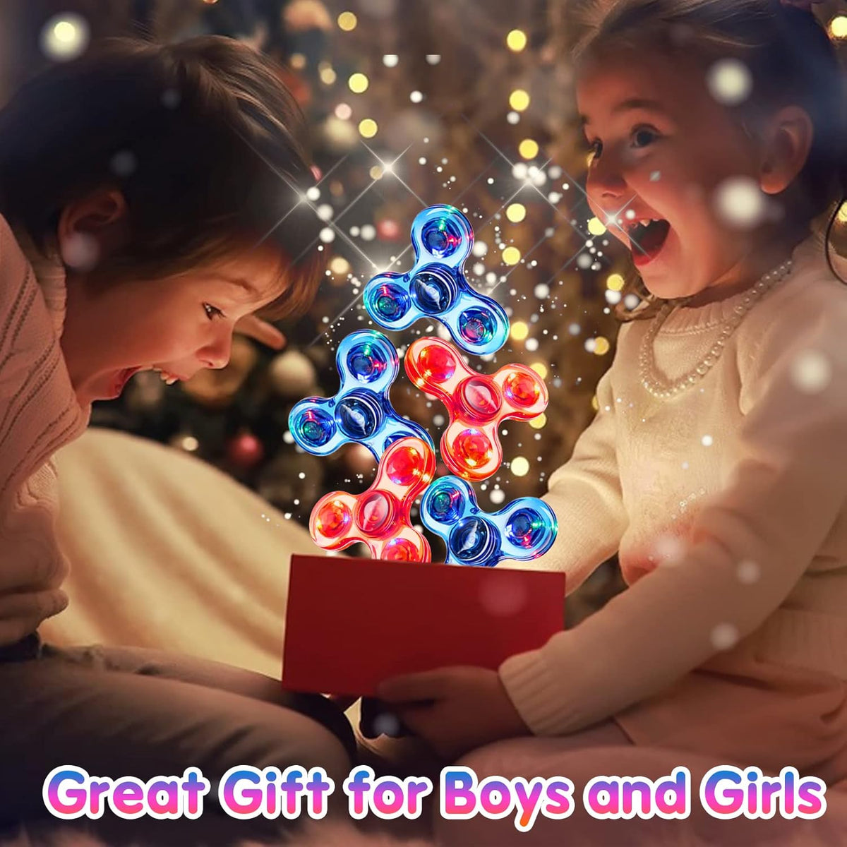 Gigilli Fidget Spinners 2 Pack, LED Light up Sensory Fidget Toys for Kids Adults, Glow in The Dark