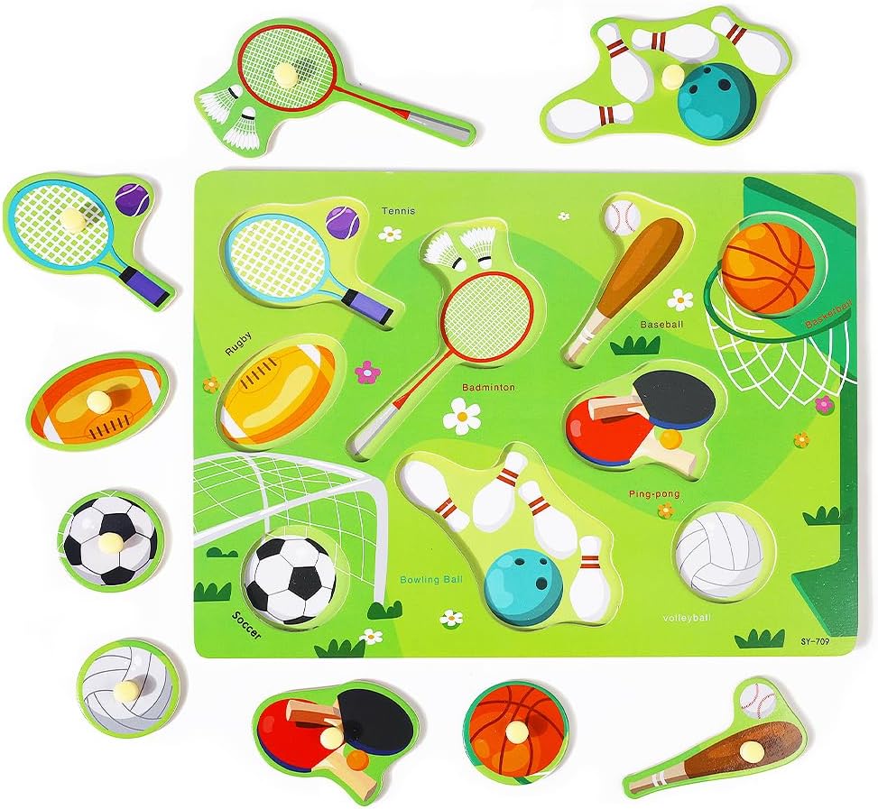 GRINNNIE 9 Pack Montessori Toddler Puzzle for 3 4 5 Years Old, Wooden Learning Puzzle for Toddlers