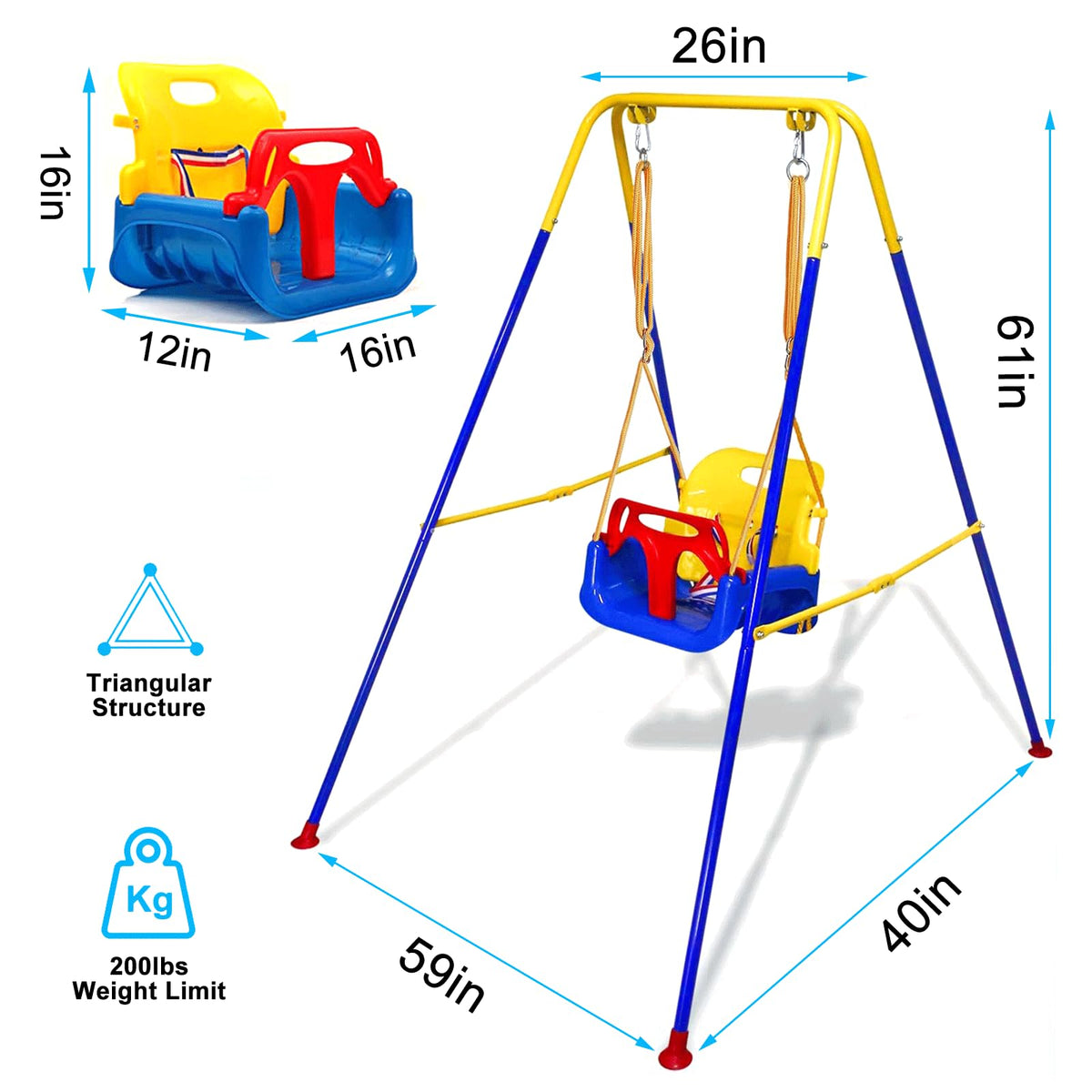 Foldable Toddler Swing Set for Indoor & Outdoor Use