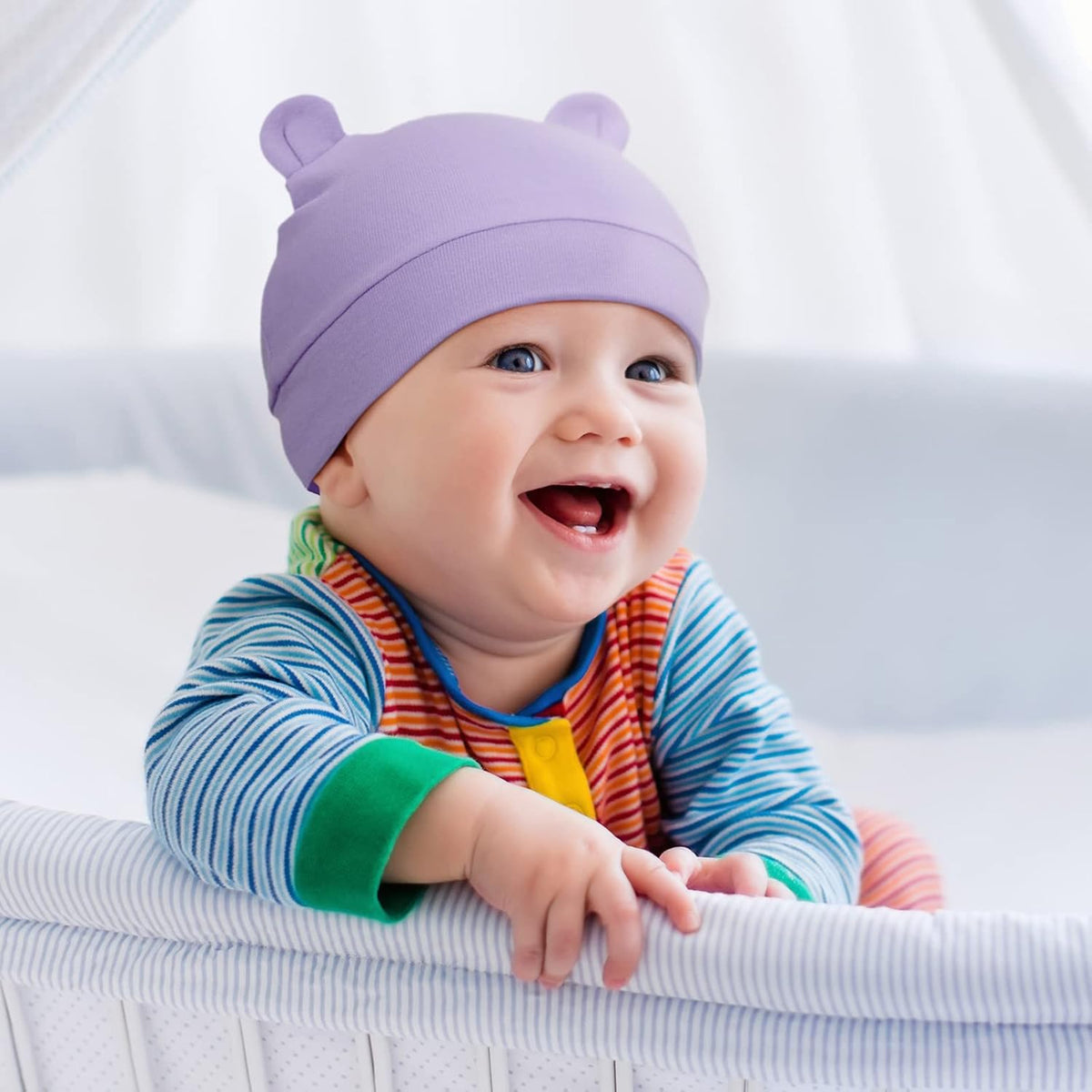 Geyoga 6 Pieces Newborn Baby Hat Bear Ears Infant Caps Baby Boy Girl Toddler Hats Infant Beanie