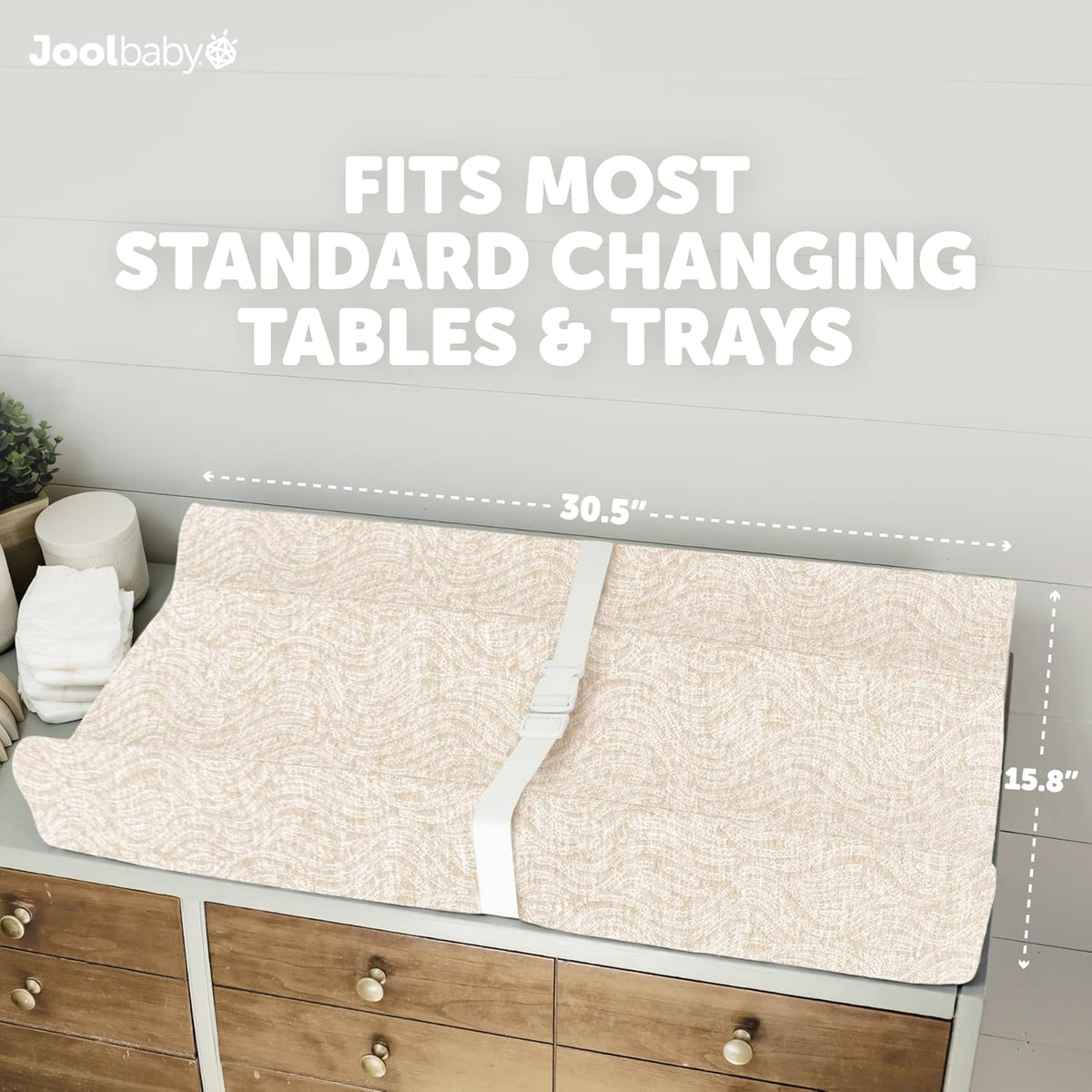 Jool Baby Soft Changing Pad + Washable Cover, Non-Slip - Fits Standard Changing Tables & Dressers