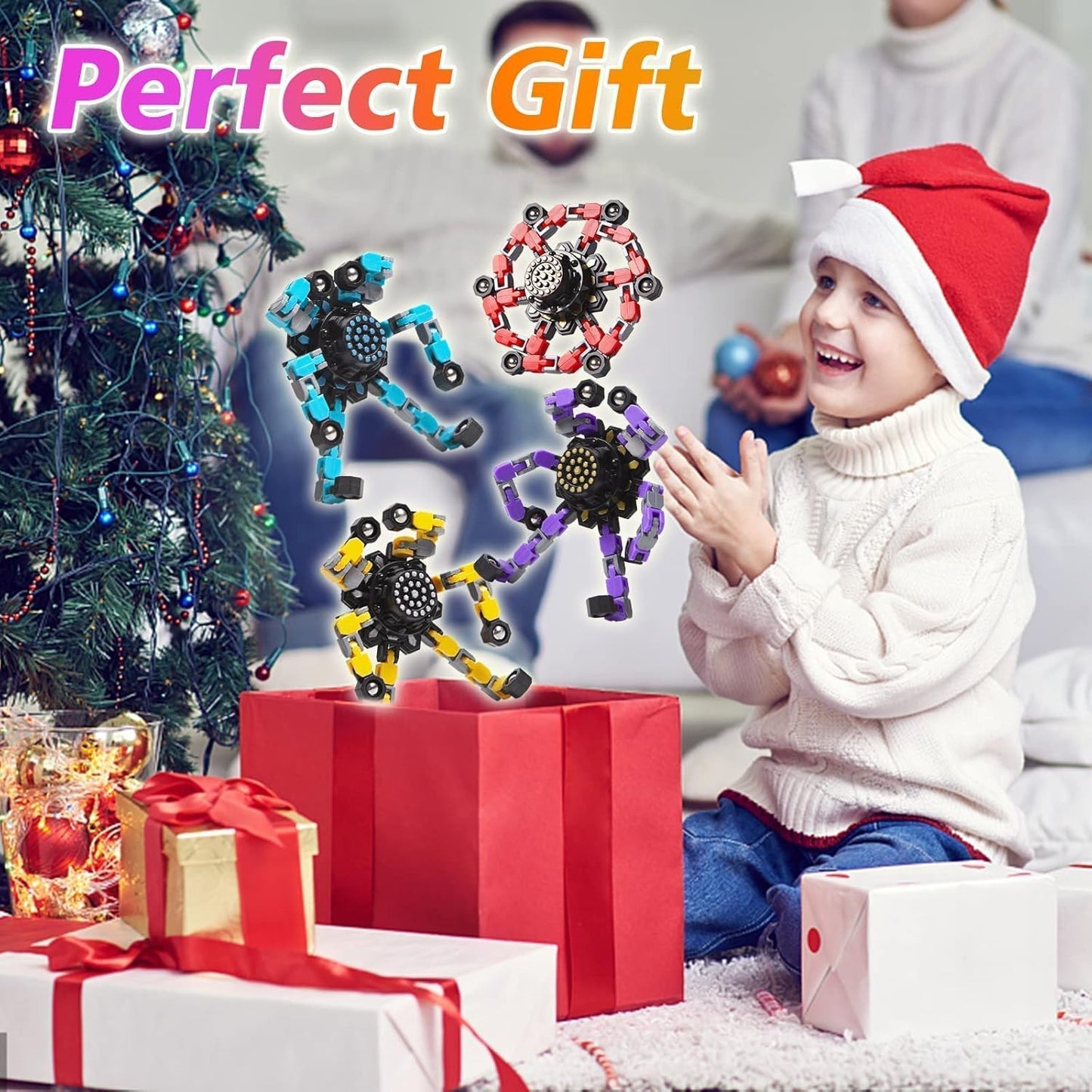 Transformable Fidget Spinners 4 Pcs for Kids and Adults Stress Relief Sensory Toys for Boys and