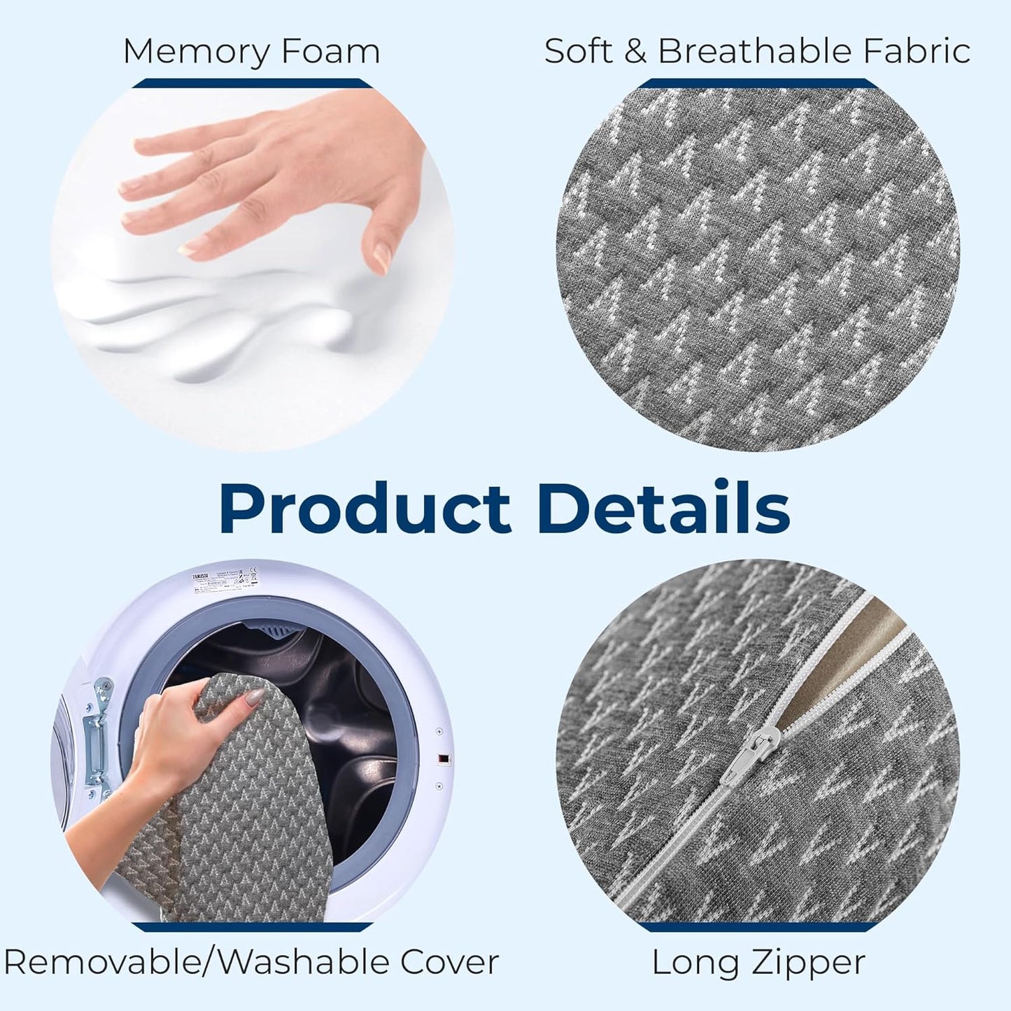 5 STARS UNITED Knee Pillow for Side Sleepers - Hip Pain Relief, Memory Foam Leg Cushion for Side