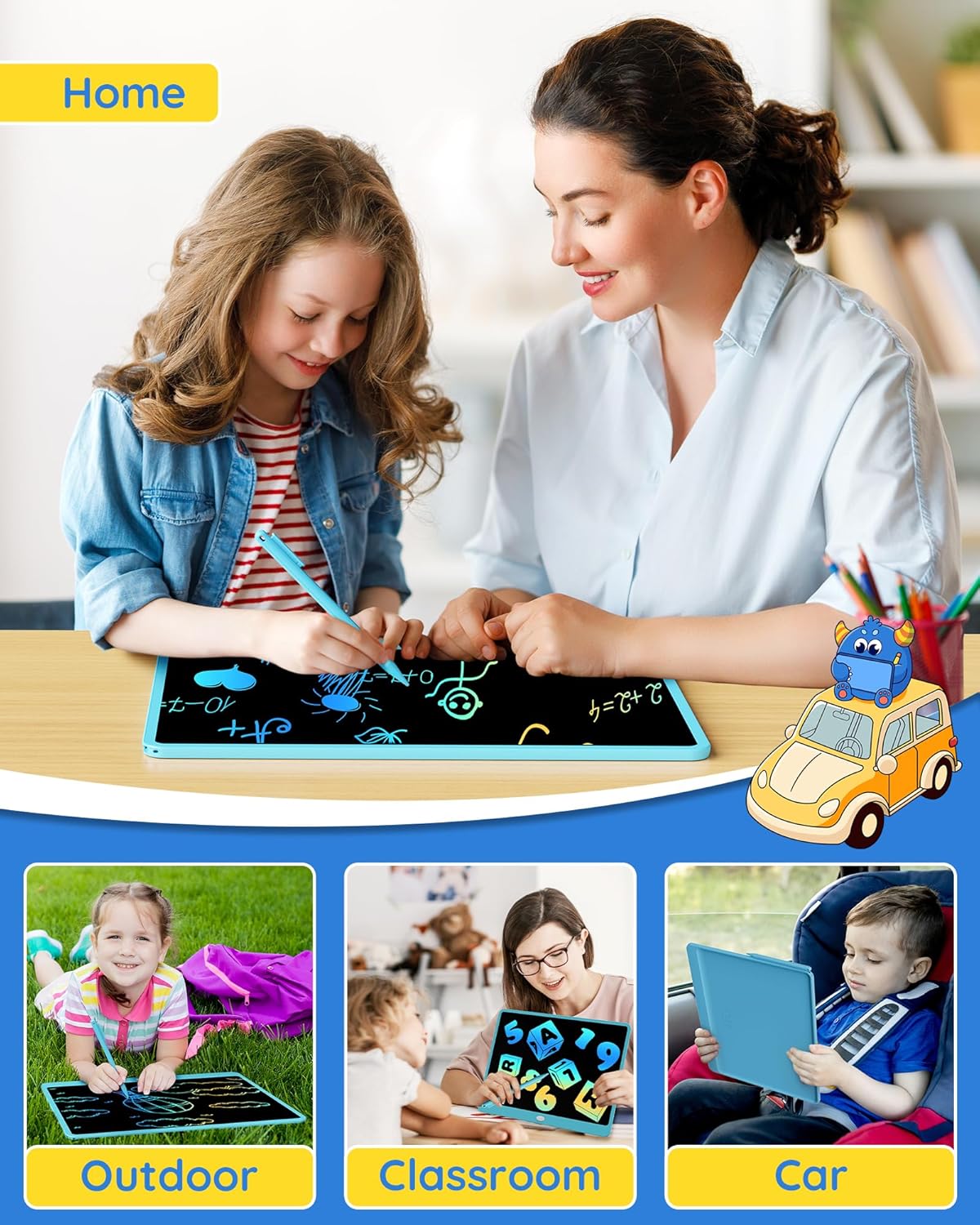 TEKFUN LCD Writing Tablet Doodle Board, 16 Inch Colorful Drawing Tablet Writing Pad, Toddler Toys