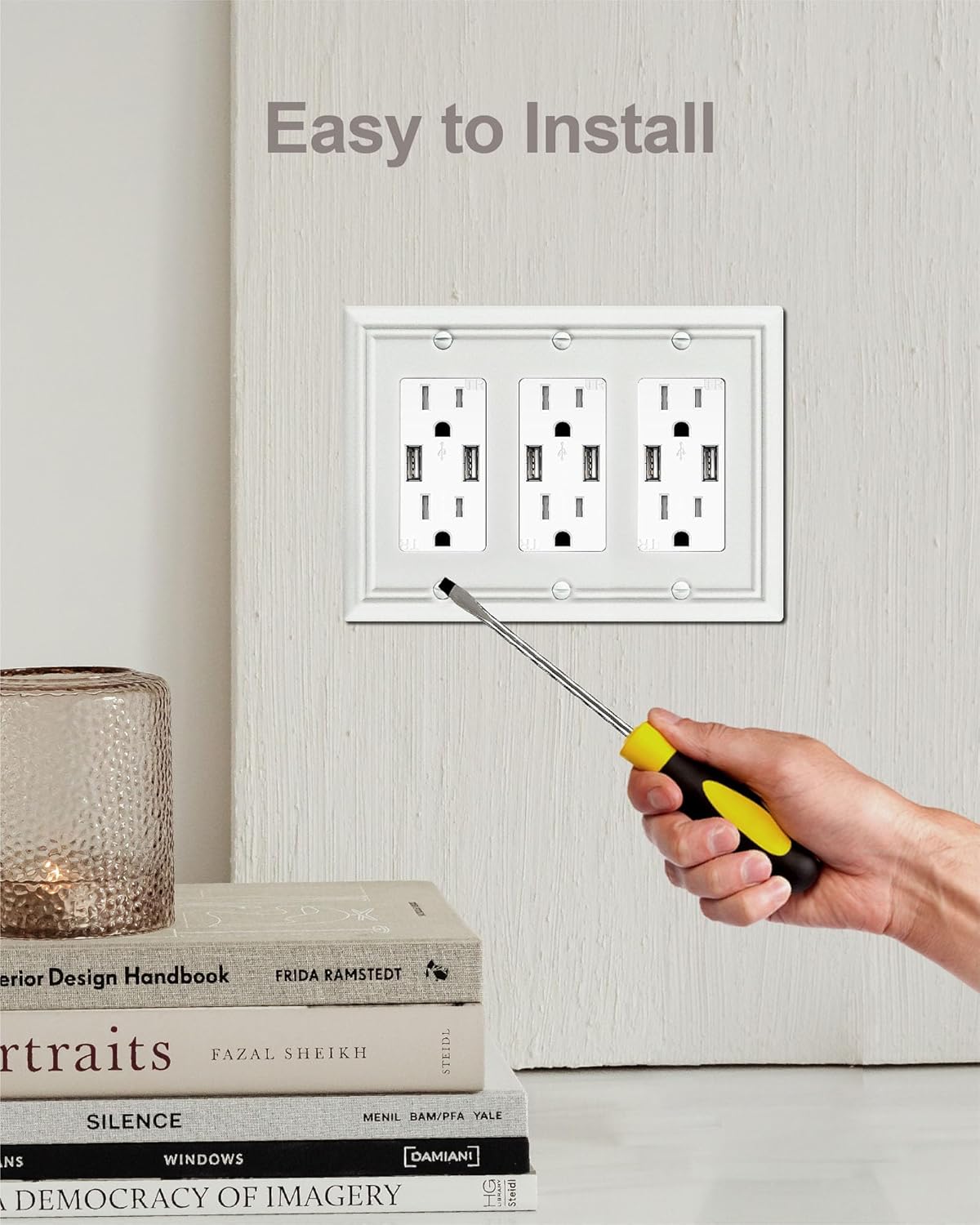 1-Pack Triple Decorator Wall Plate, Off White Wall Outlet Cover for GFCI Outlet, Dimmer Switch
