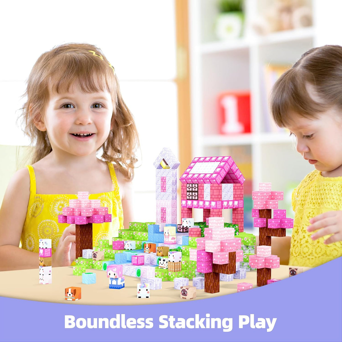 GobiDex 200PCS Magnetic Blocks Kid Building Toys for 3+ Years Old Girls, Upgraded STEM Sensory