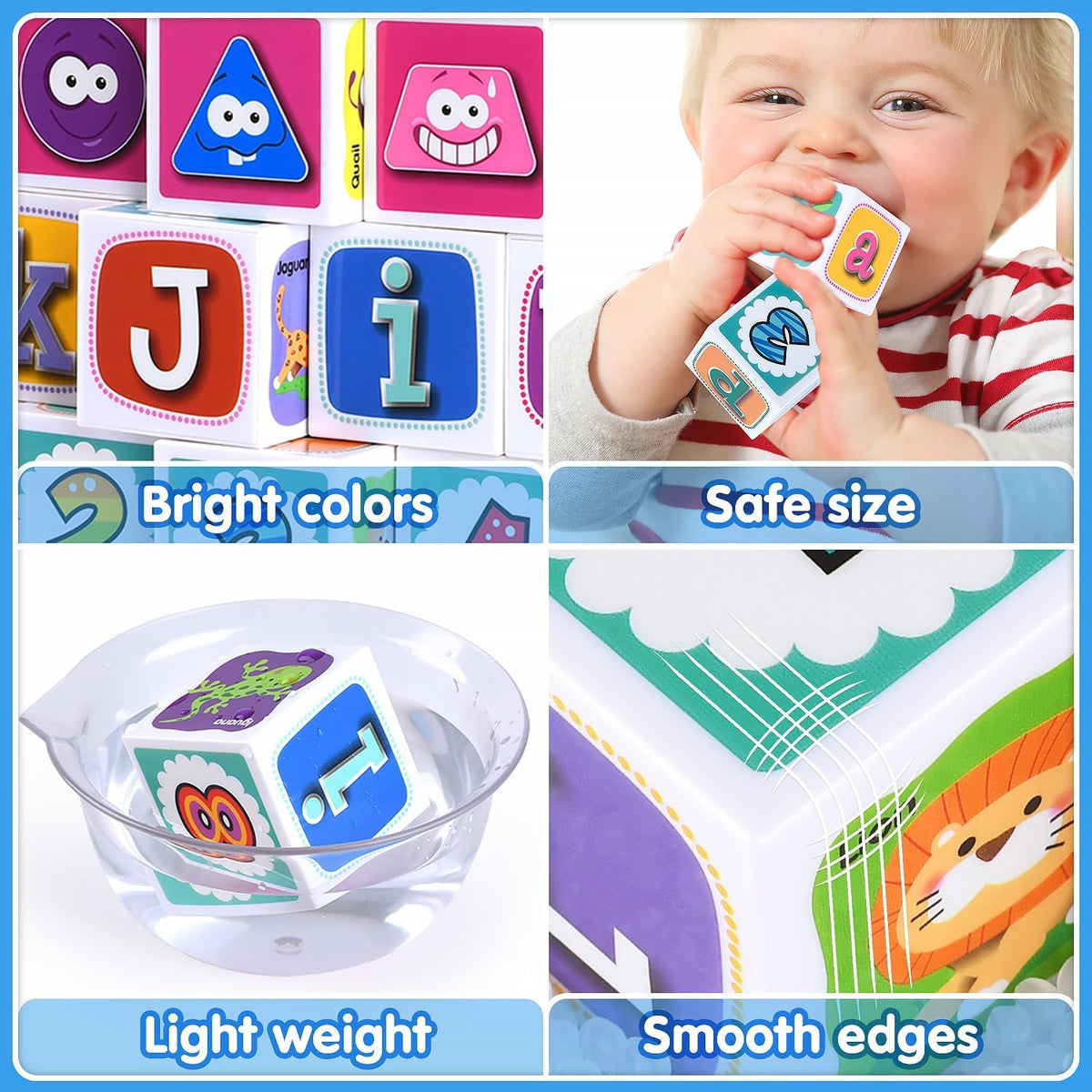PLAY ABC Building Blocks for Toddlers 1-3, 28 PCS Plastic Baby Alphabet Letters Number Stacking