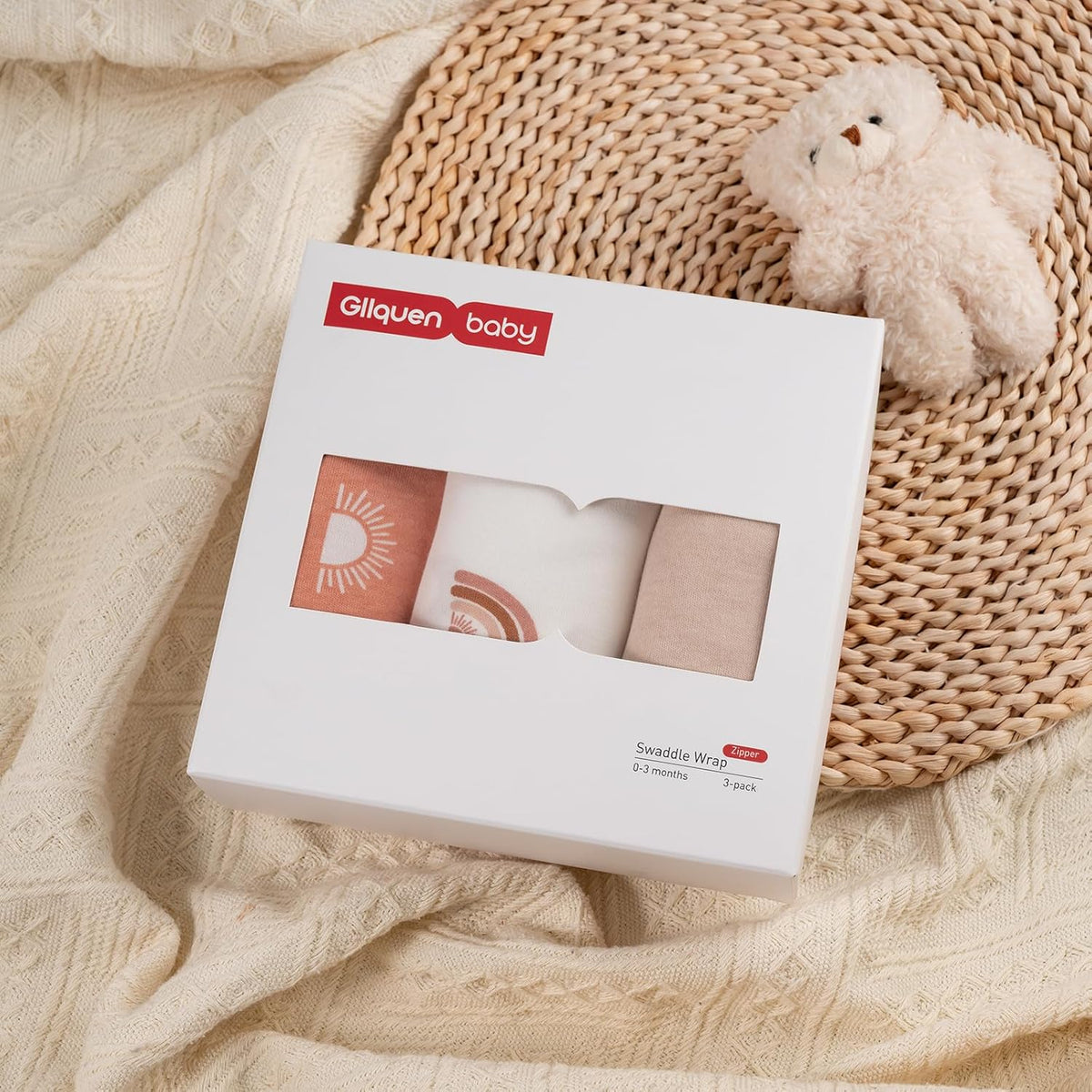 GLLQUEN BABY 3-Pack Baby Swaddle Sleep Sacks with Zipper for Newborn - Baby Swaddles 0-3 Months