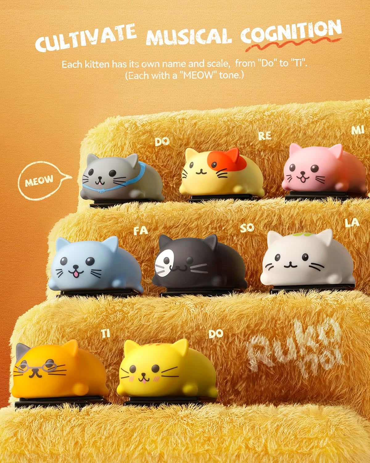 Ruko 1701 Musical Cats Piano Keyboards with Cute Meow Tone, Press Play Music Scale, Fun Music Toys