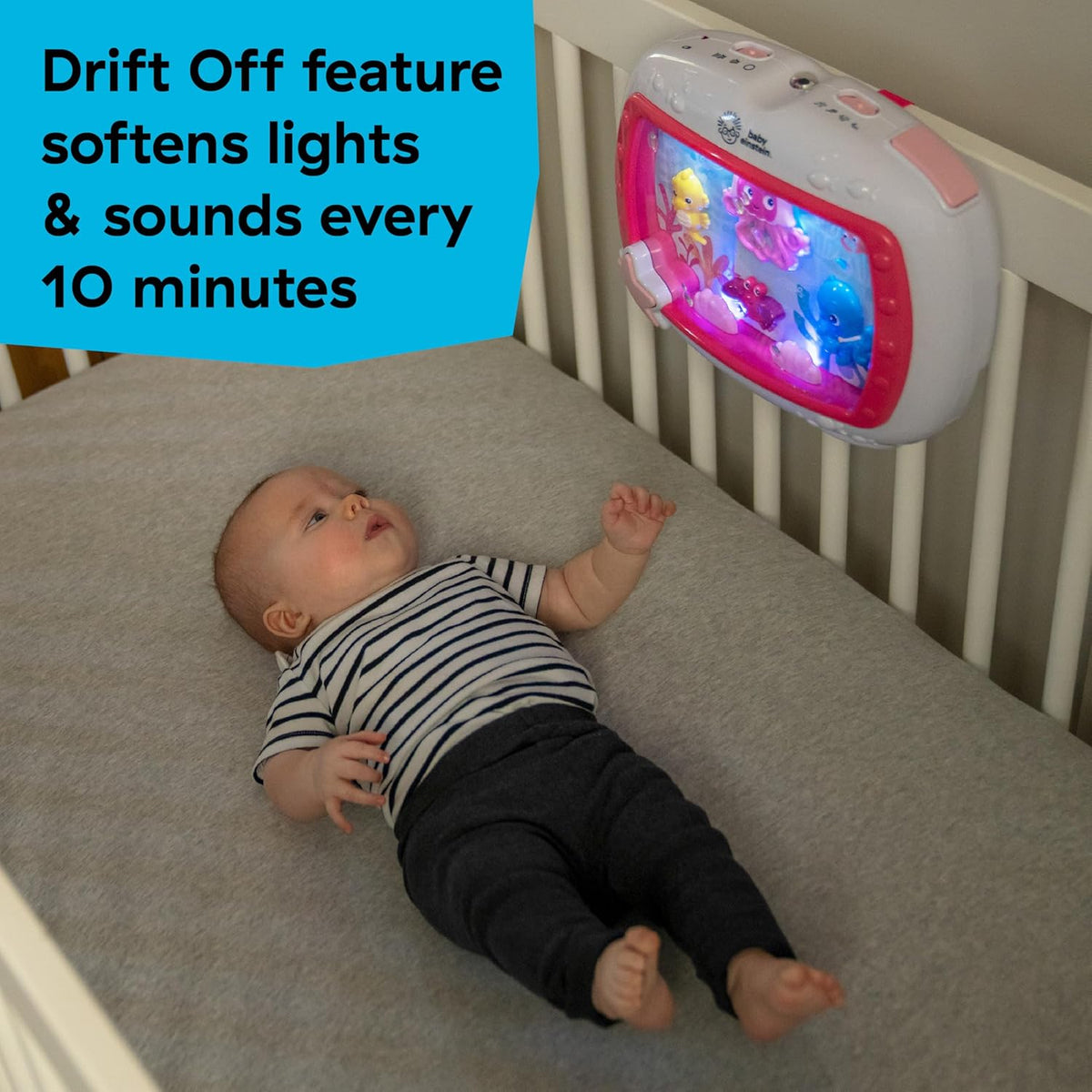 Baby Einstein Sea Dreams Soother Musical Crib Toy and Sound Machine, Pink, Newborn and up