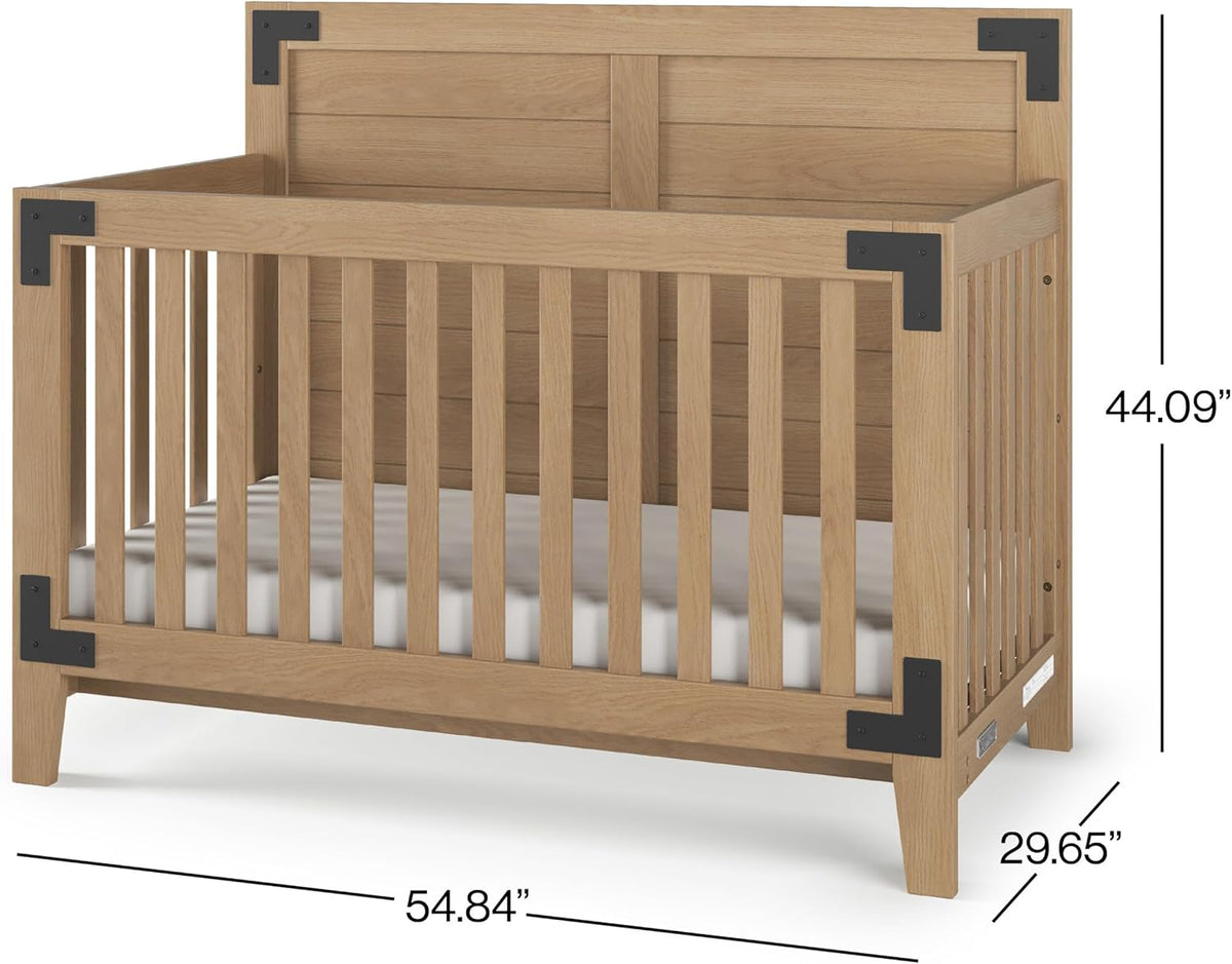 Child Craft Lucas 4-in-1 Convertible Crib, Baby Crib Converts to Day Bed, Toddler Bed and Full Size