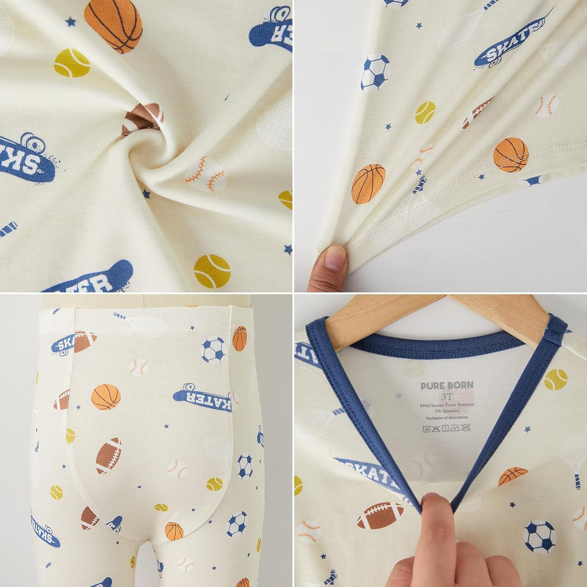 pureborn Baby Toddler Kids Viscose from Bamboo Pajamas Set Pjs 2pcs 18M-8Y