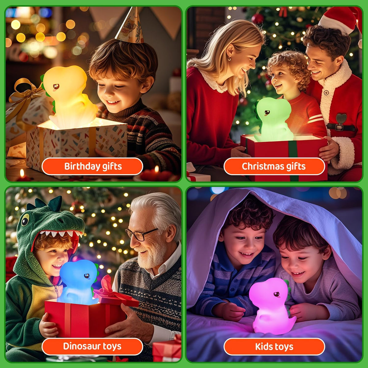 One Fire Dinosaurs Night Lamp, Remote 16 Colors Baby Night Lights for Nursery,Dimmable Dinosaur