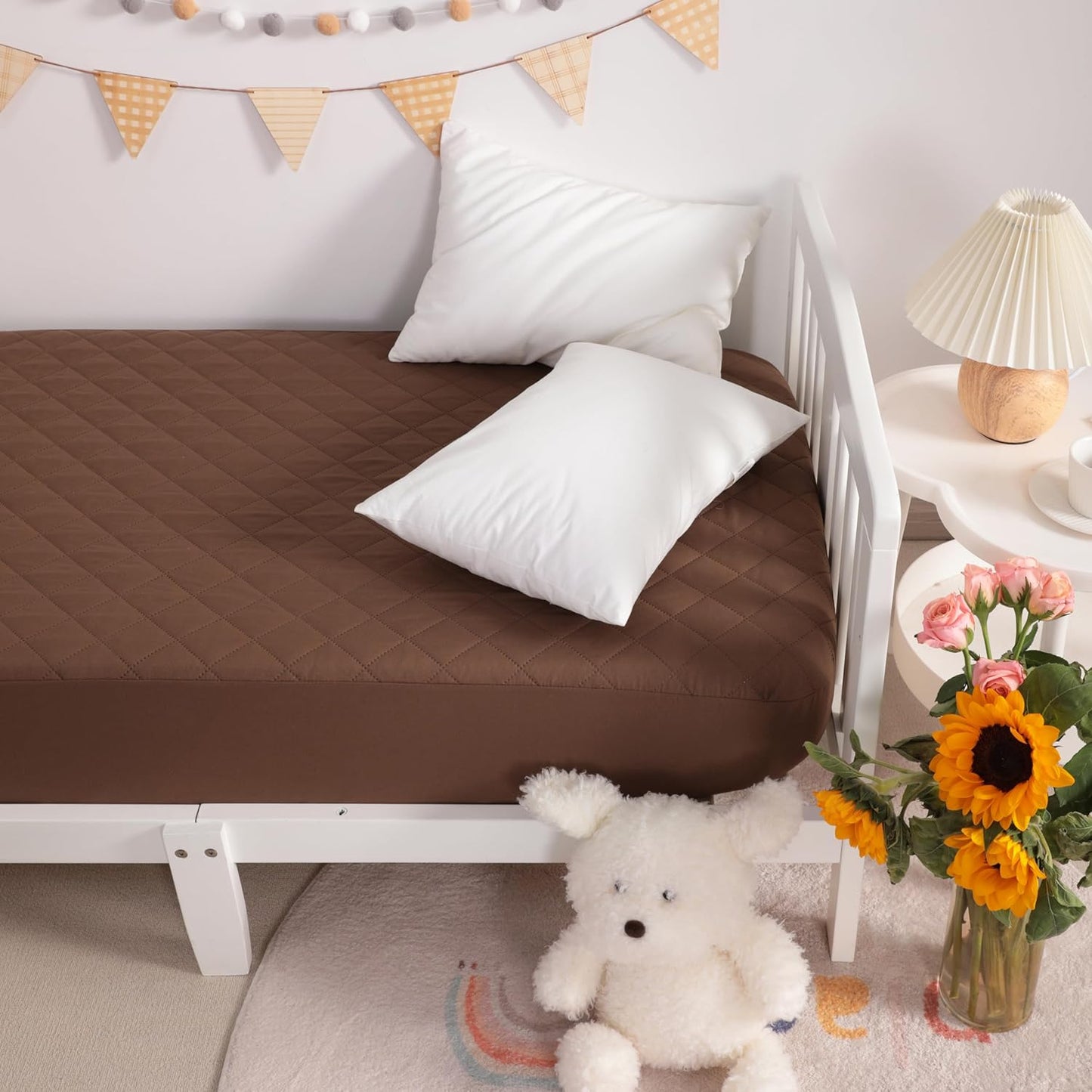NTBAY 2 Pack Waterproof Mini Crib Mattress Protector, Quilted 24"x38" Fitted Mattress Cover