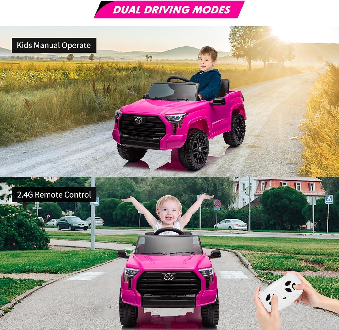 Electric Car for Kids, Licensed Toyota Tundra 12V Electric Truck, Off-Road Kids Car w/Remote