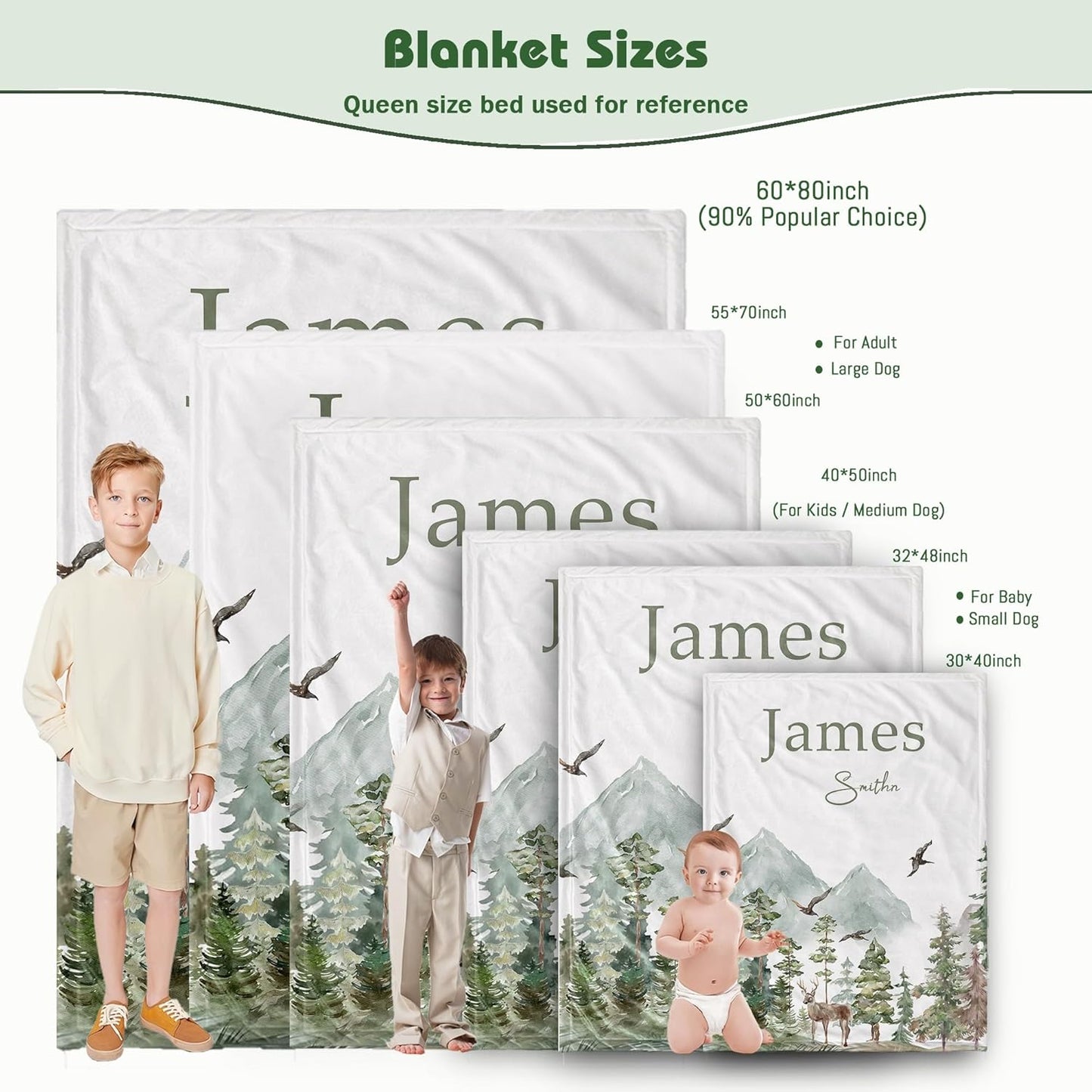 Personalized Woodland Baby Blanket with Name Custom Name Blanket for Boy Newborn Expect Mom