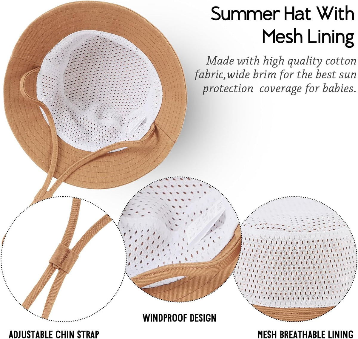 JANGANNSA Cotton Baby Sun Hat Infant Toddler Boys Girls Bucket Hats Summer Sun Protection Kids
