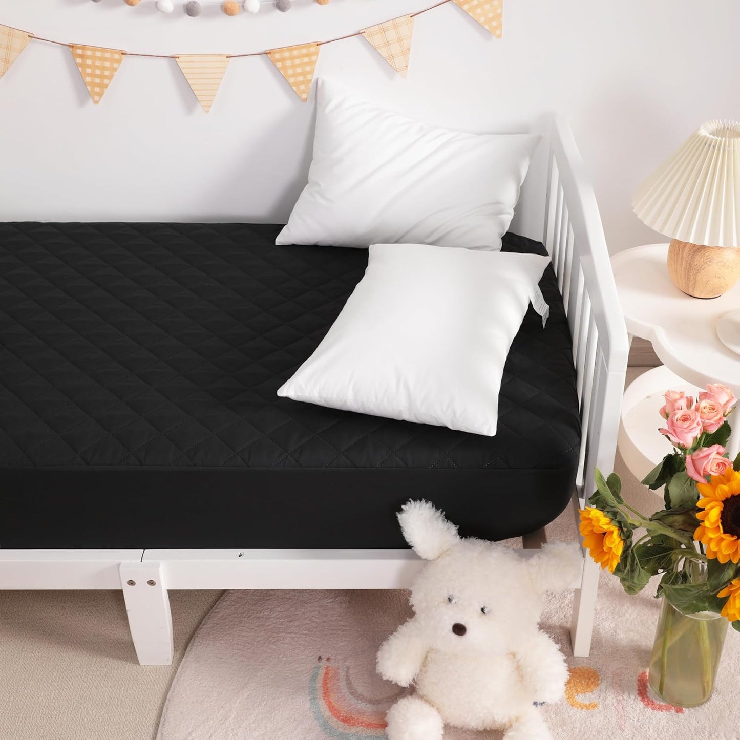 NTBAY 2 Pack Waterproof Mini Crib Mattress Protector, Quilted 24"x38" Fitted Mattress Cover