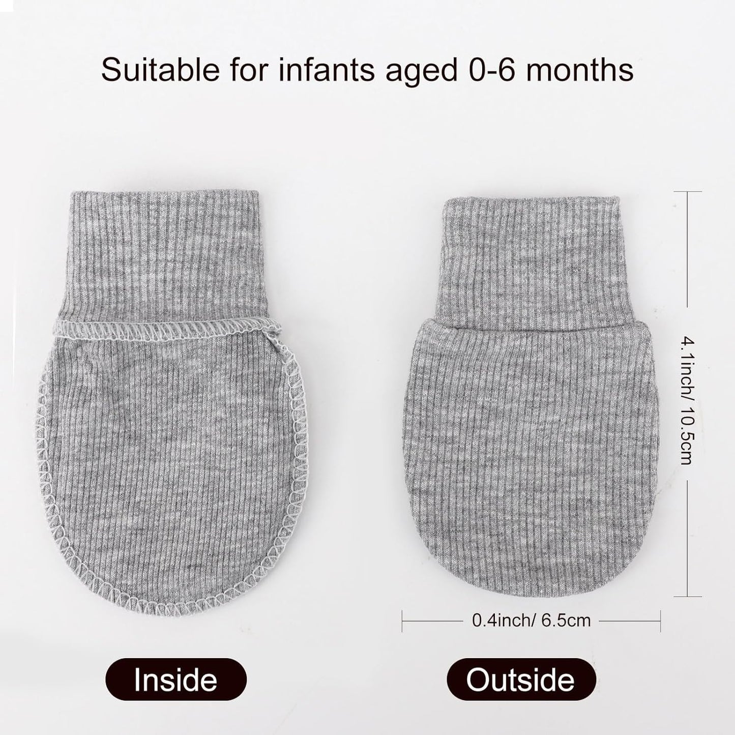 BQUBO 6 Pairs Newborn Baby Boys Girls Mittens 0-6 Months Unisex-Baby Infant Mittens Elastic No