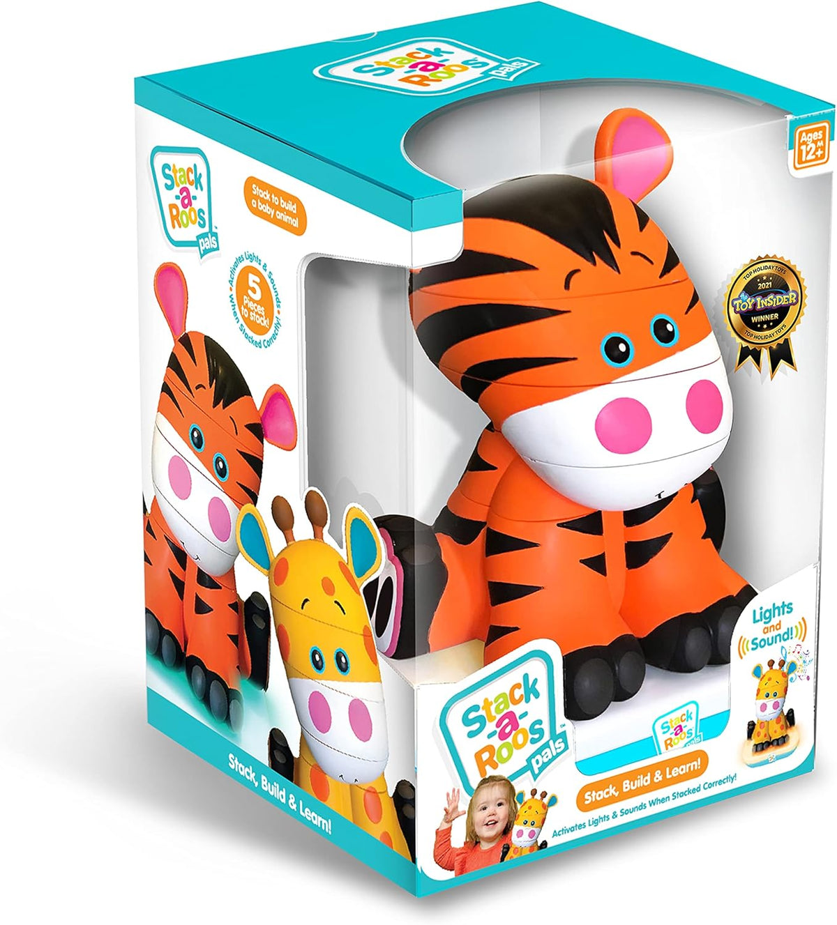 Stack-a-Roos Baby Tiger by Salus Brands - Animal Stacking Toy, Educational Early Learning Toy for