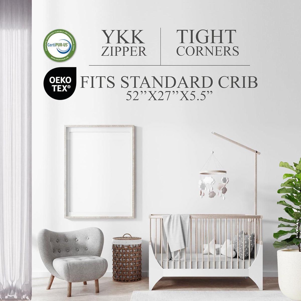 Organic Cotton Dual-Sided Crib Mattress | 2-Stage Premium Memory Foam CertiPUR-US Hypoallergenic