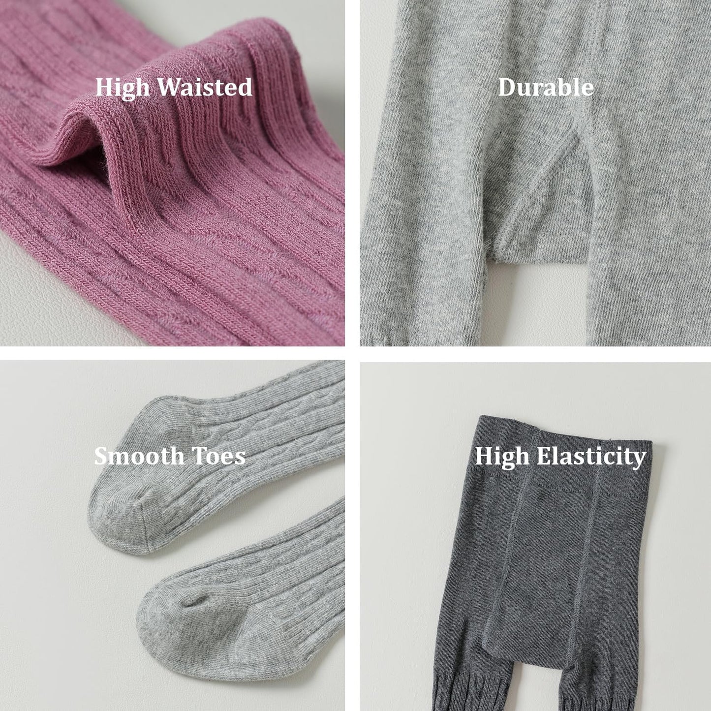 Marchare Baby Girls Tights Thick Solid Cable Knit Leggings Winter Warm Stockings For Toddler Girls