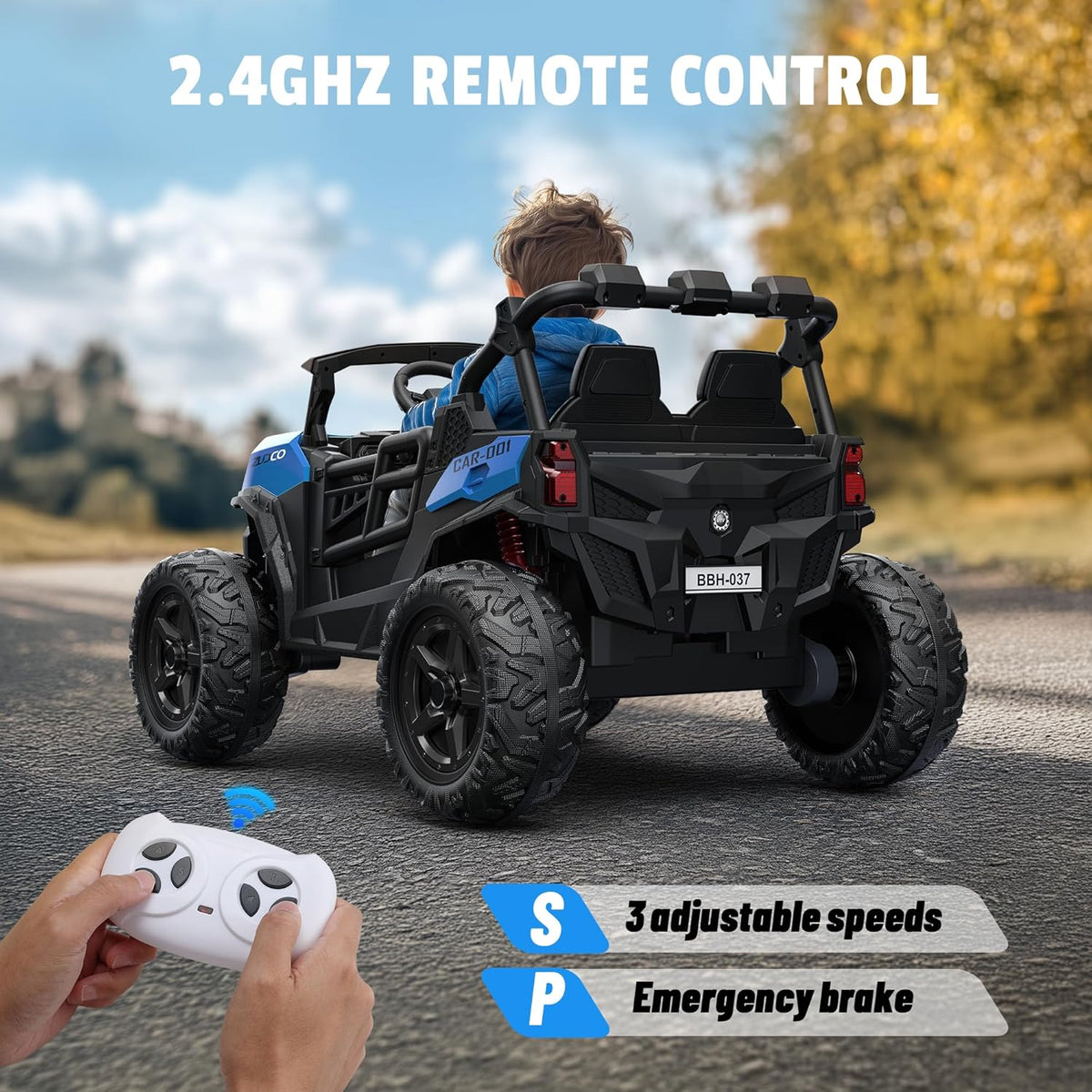 24V 2 Seater Ride on Car Truck, 4x200W, EVA Tires, 4WD/2WD, Remote Control, Rainbow Lights, Shock