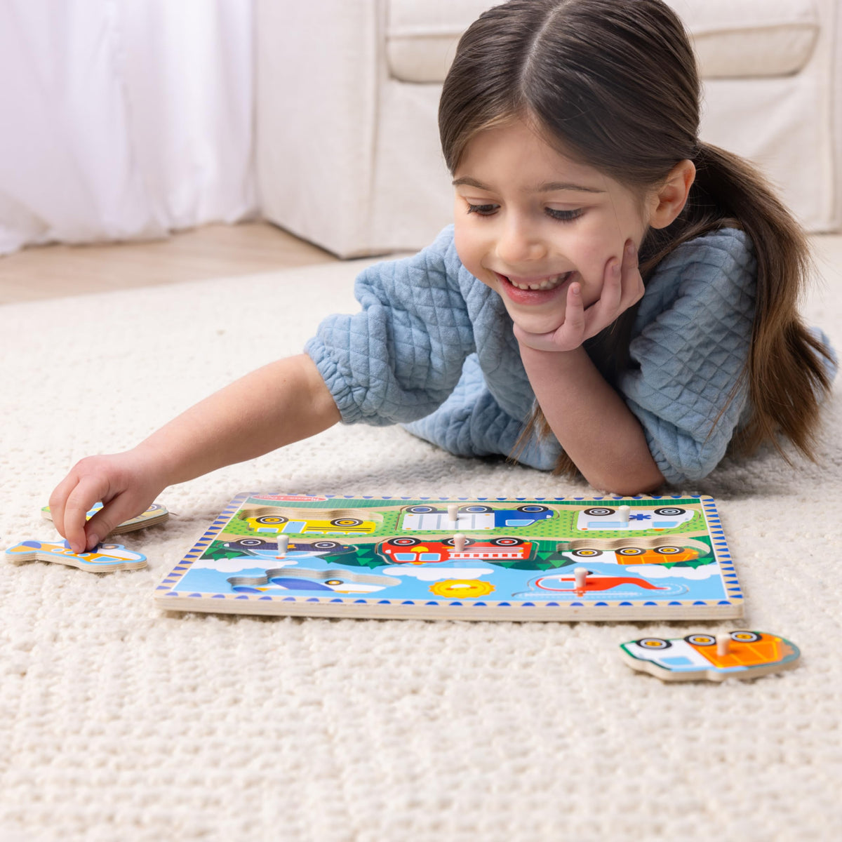 Melissa & Doug Vehicles Wooden Peg Puzzle (8 pcs)