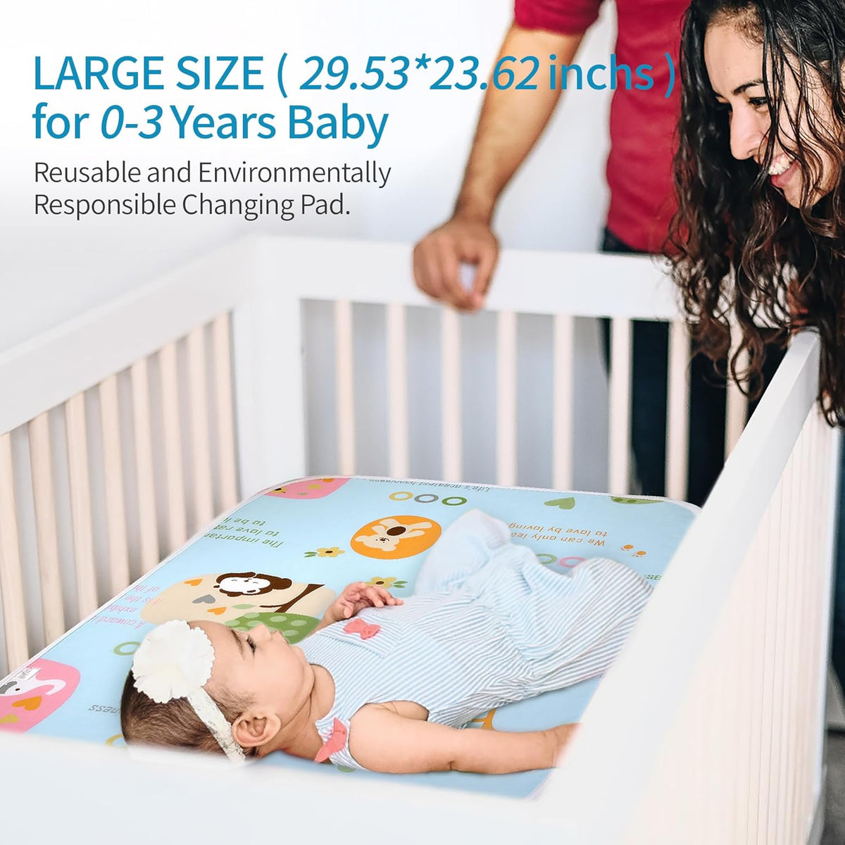 2Pcs Diaper Changing Pads for Baby, Lemon Change Mat, 3Layers Waterproof Change Pad Foldable