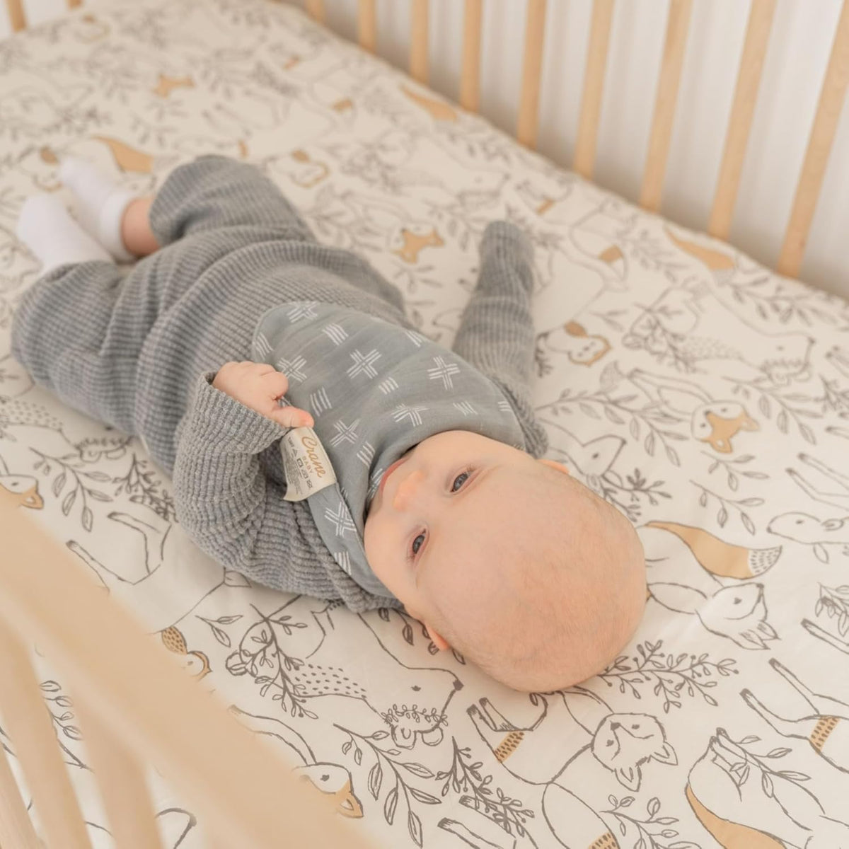 Crane Baby Bandana Bibs, Soft Muslin Adjustable Absorbent Bib Set, 3 Pack, 100% Cotton, Woodland
