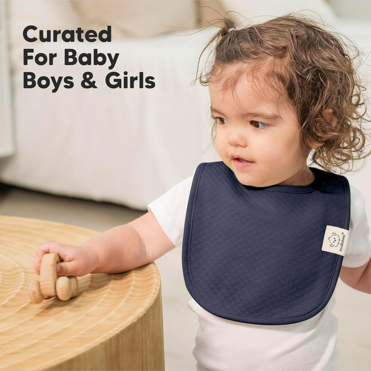 8-Pack Organic Baby Bibs for Girls, Boys - Quilted Cotton Cloth Baby Drool Bibs for Drooling and