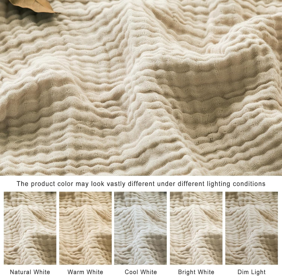 EMME Cotton Throw Blanket Large 50"x70" Gifts for Women 100% Muslin for Couch Breathable Gauze All