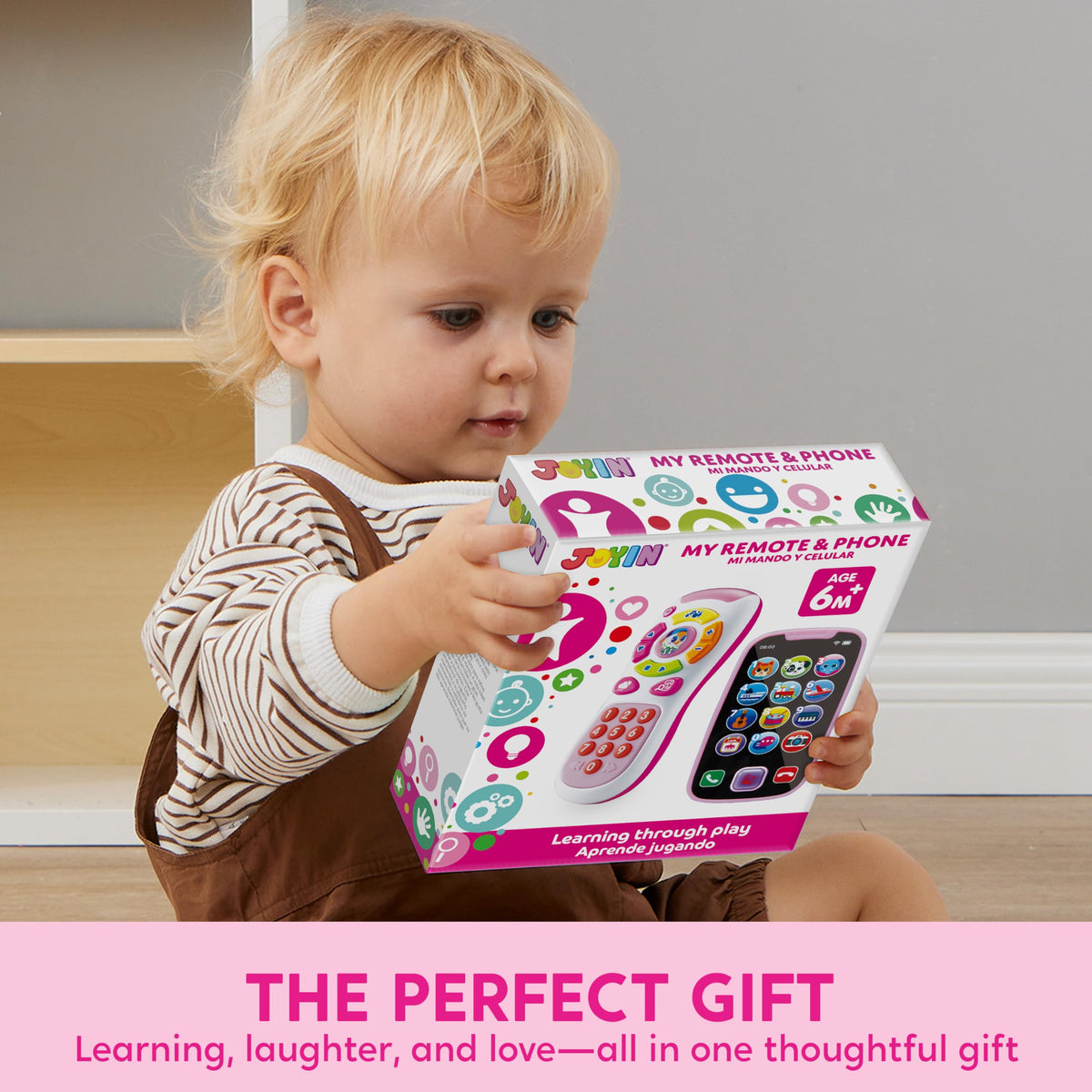 JOYIN Kids Learning Phone and Remote Toy, Pink Smartphone Toys with Music for Infants, Kids