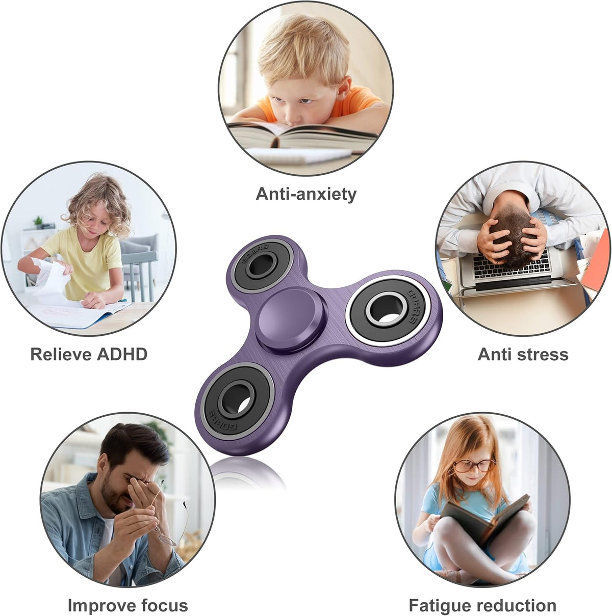 ATESSON Fidget Spinner Toys, Durable High Speed Bearing Metal Hand Finger Spinners EDC ADHD Focus