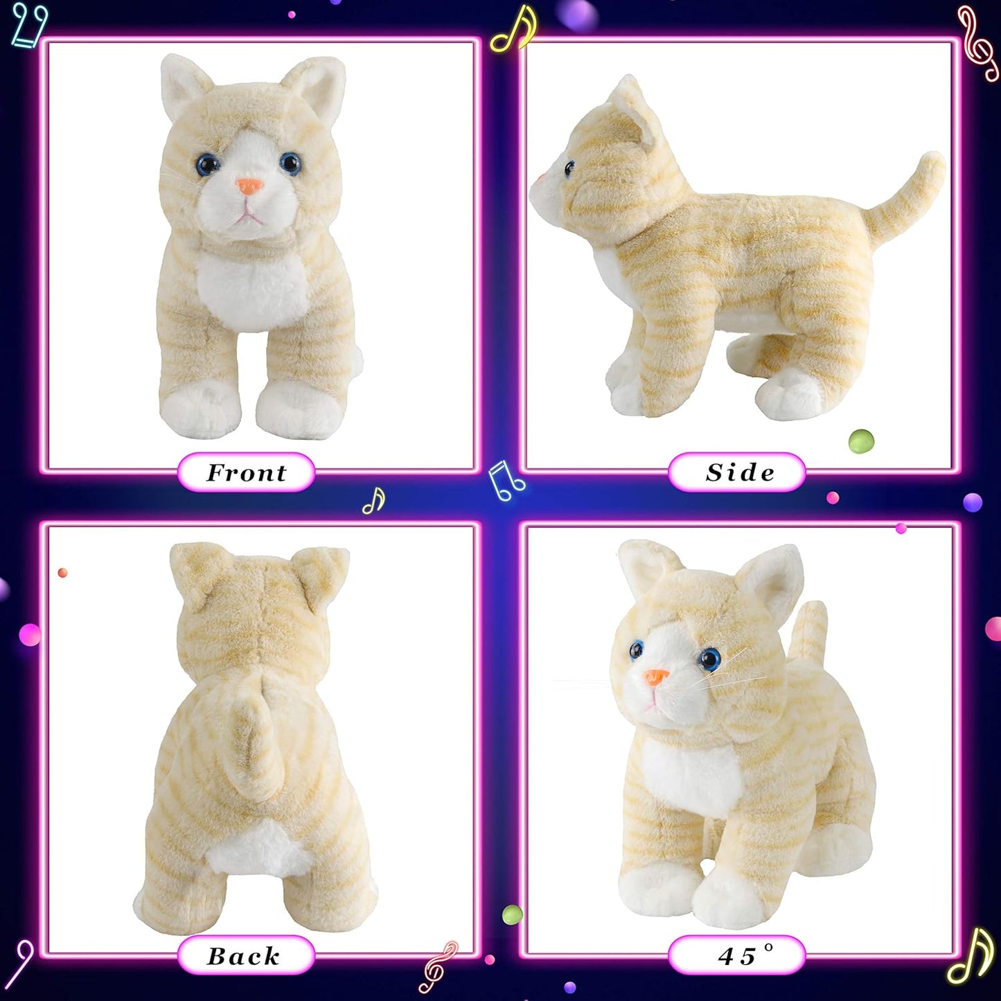 Glow Guards 14'' Light up Kitty Stuffed Animal Soft Realistic Cat Plush Toy with LED Night Lights