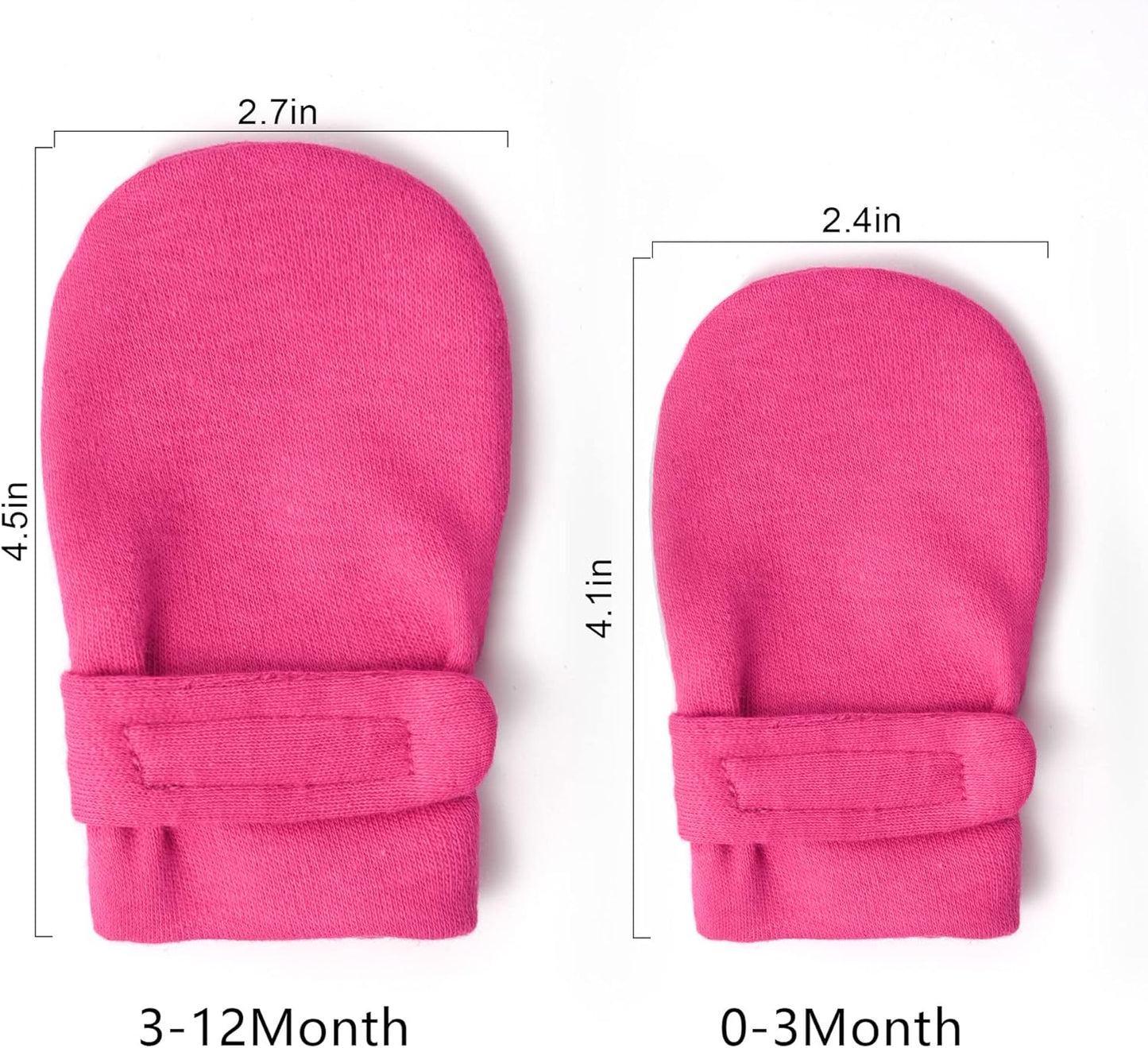 Newborn Baby No Scratch Mittens Stay On, 100% Cotton Breathable, Adjustable Infant Gloves for Baby