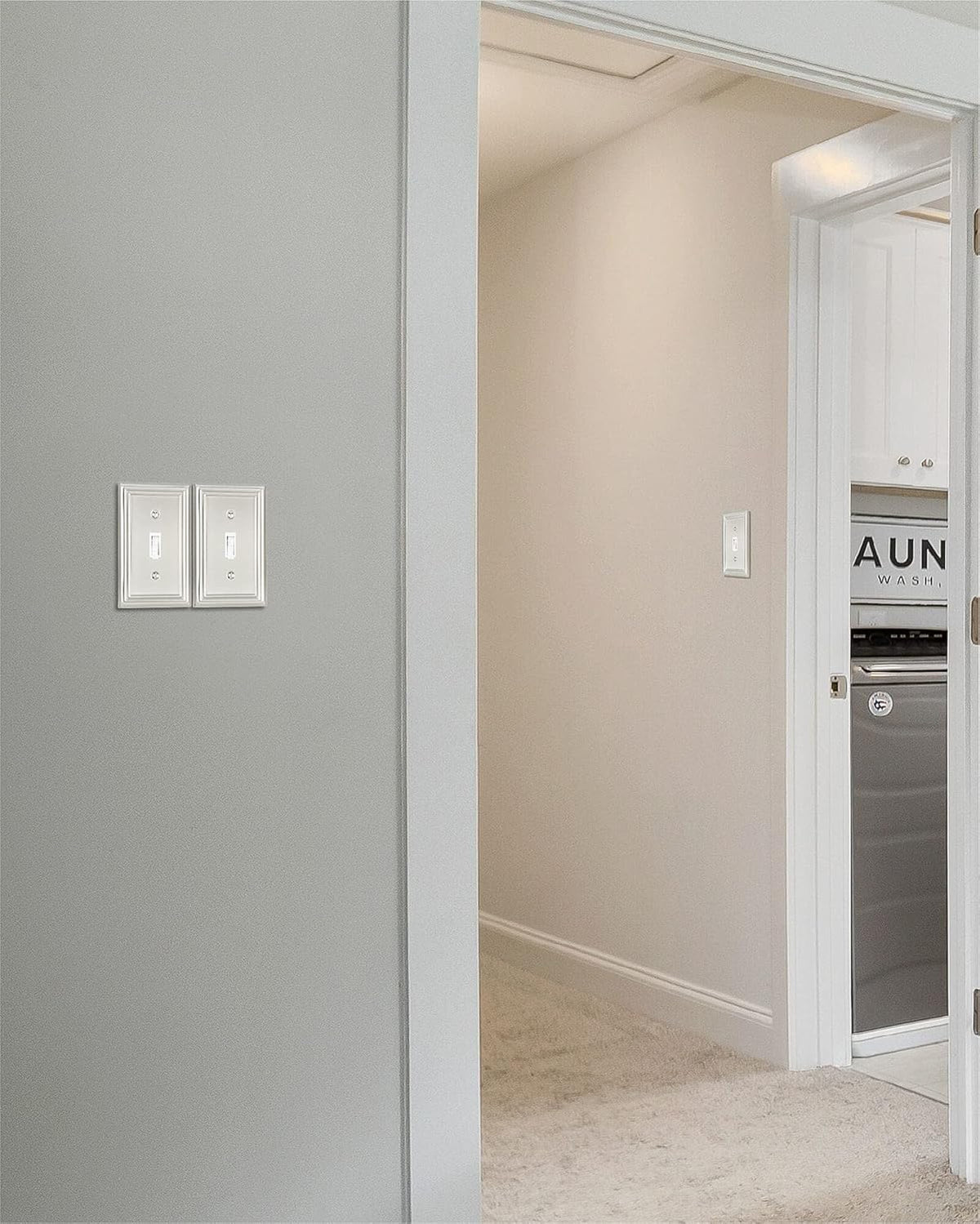 4-Pack Single Toggle Wall Plate, Metal Switch Plate Cover, Satin Nickel Light Switch Cover