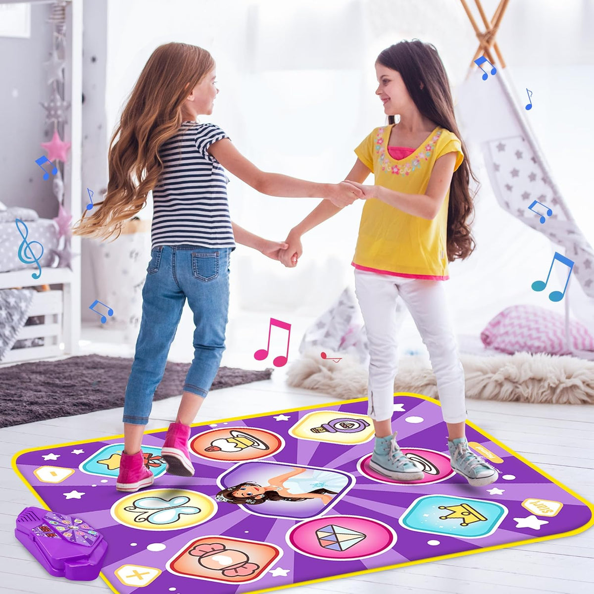 Dance Mat Toys for Kids, Purple Princess Electronic Dance Pad Game with 5 Gaming Modes, Dance Toys