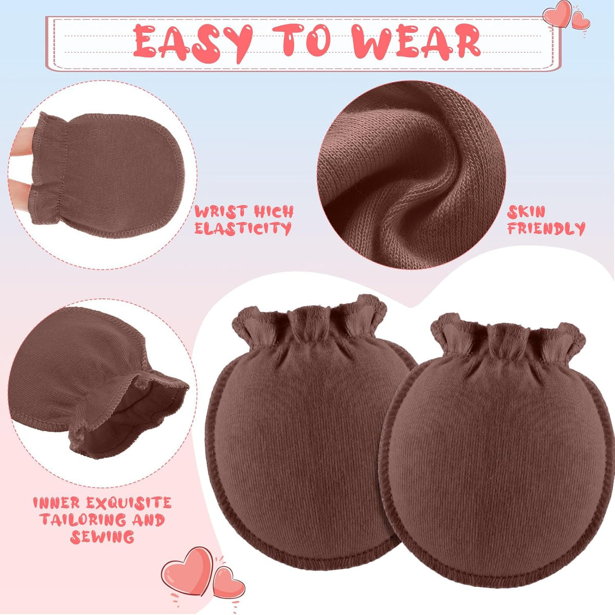 9 Pairs Newborn Baby Boys Girls Mittens 0-6 Months Infant Toddler Mittens No Scratch Solid Color
