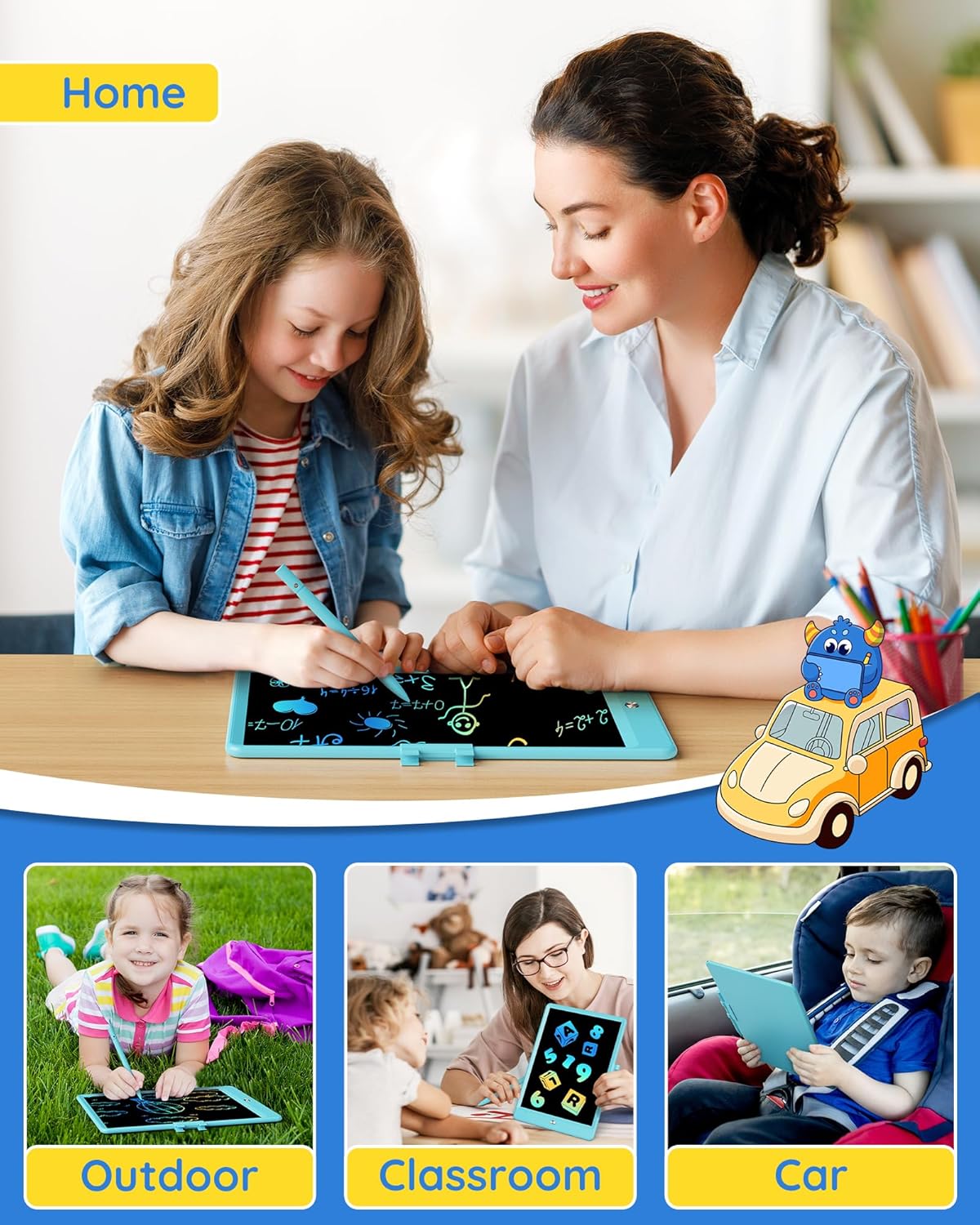TEKFUN LCD Writing Tablet Doodle Board, 10inch Colorful Drawing Tablet Writing Pad, Kids Travel