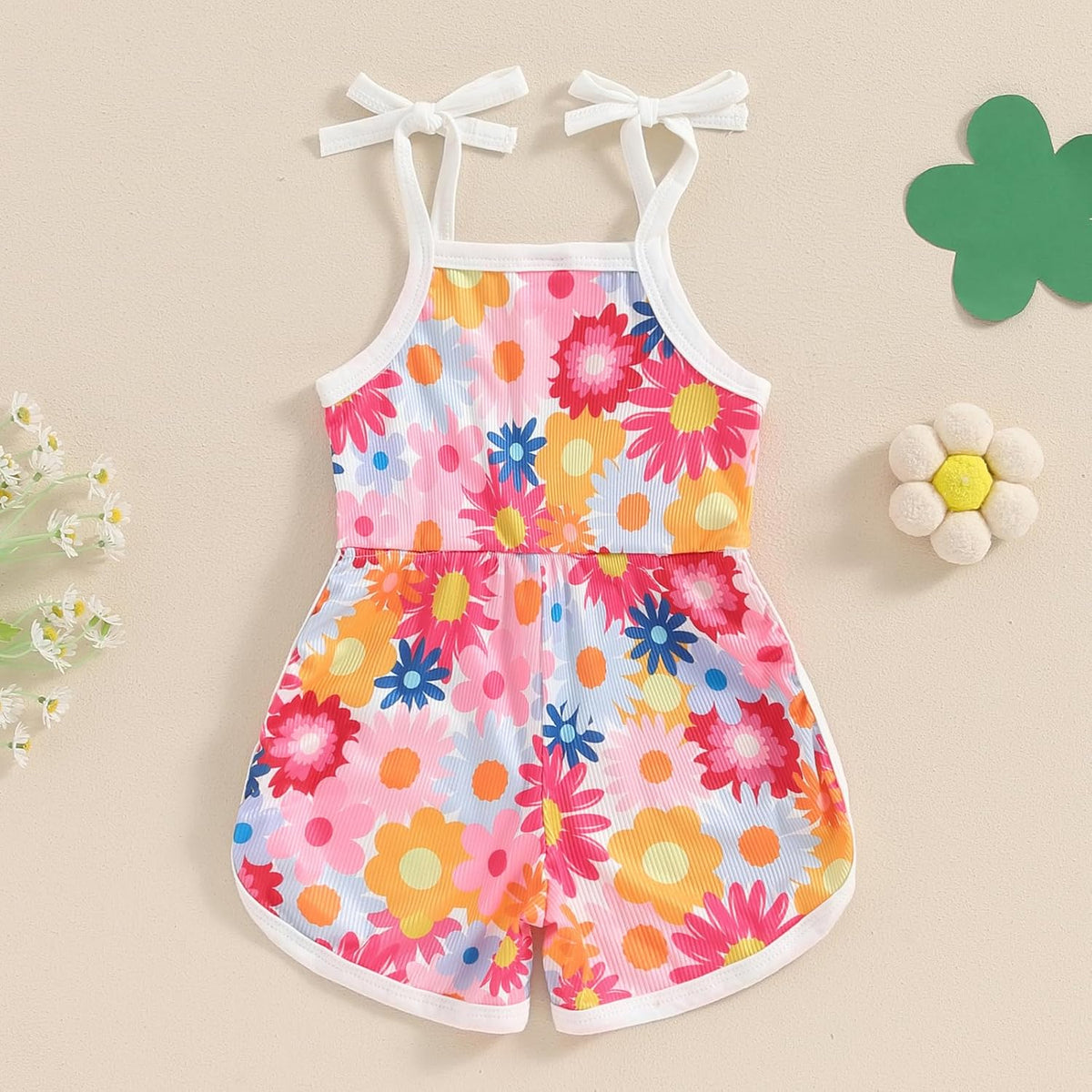 WZTYYDS Toddler Baby Girl Summer Clothes Floral Romper Tie-Up Strap Halter Jumpsuit Infant Summer