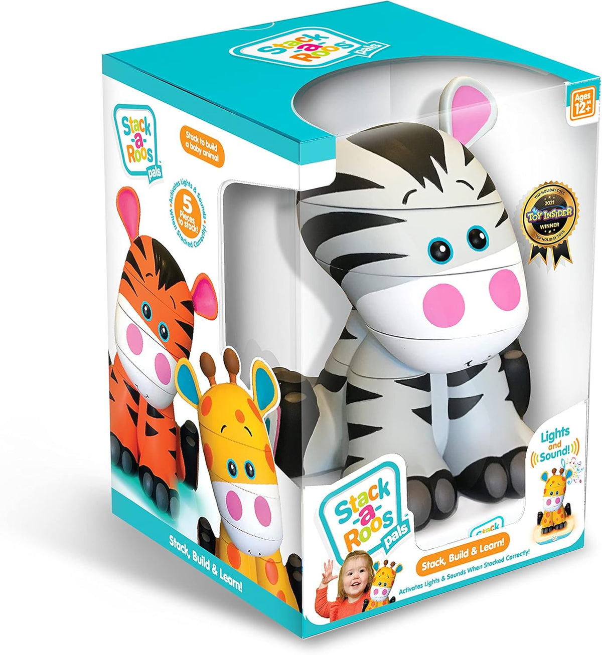 Stack-a-Roos Baby Zebra by Salus Brands - Animal Stacking Toy, Educational Early Learning Toy for