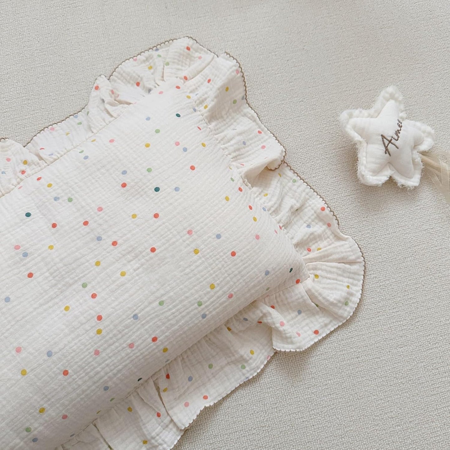 BuLuTu Kids Toddler Pillowcases Muslin Cotton Toddler Pillow Cases Colorful Dots Pattern, Girls