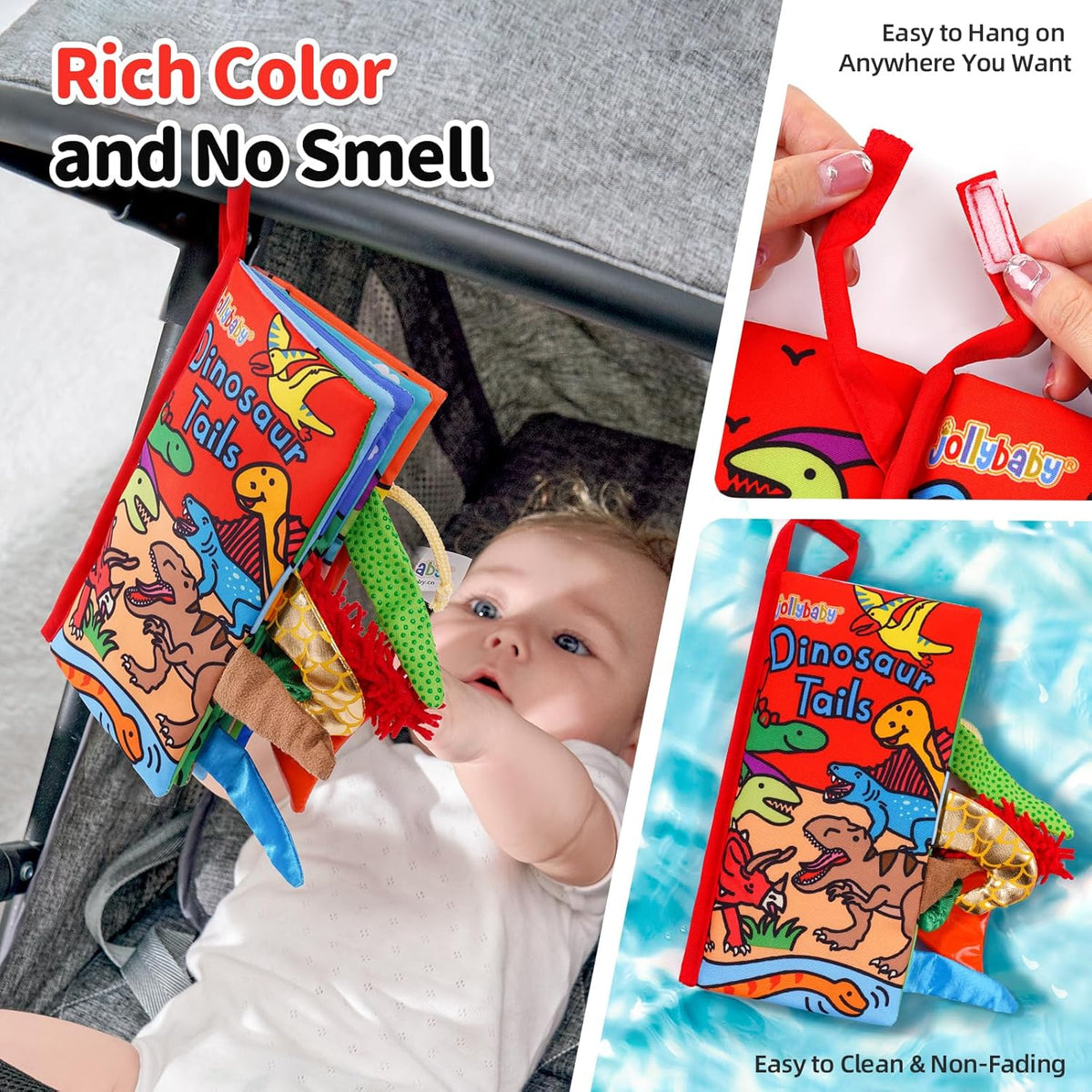 Jollybaby Baby Books 0-6 Months, Touch and Feel Crinkle Soft Cloth Books for Infants Babies