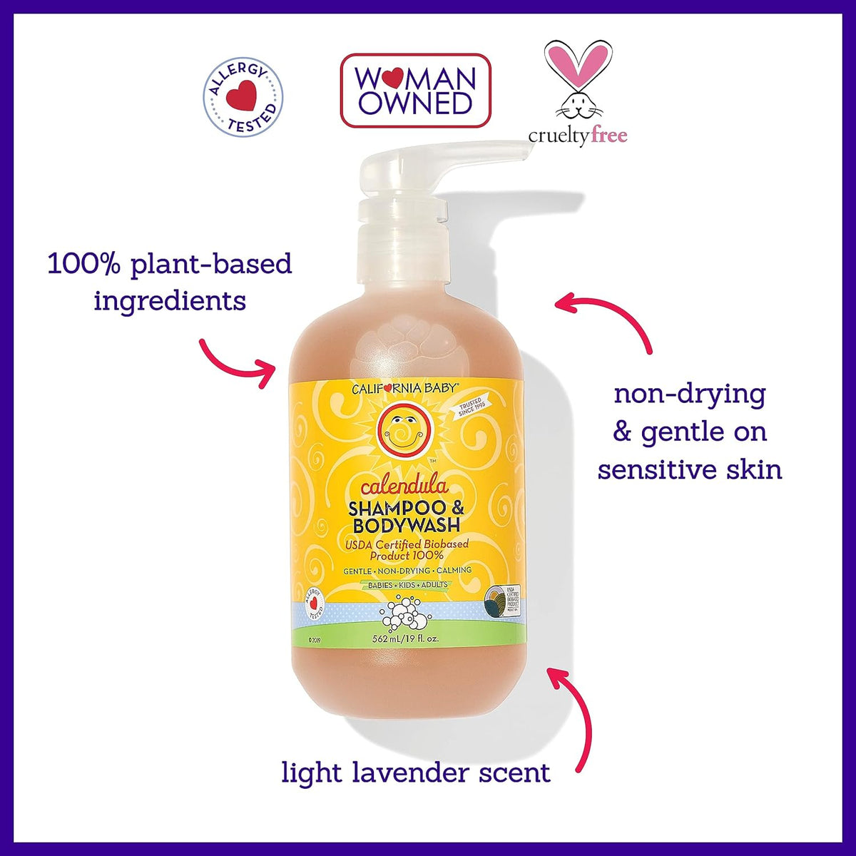 California Baby Calendula Baby Shampoo and Conditioner Set | 100% Plant-Based | 19oz Soothing