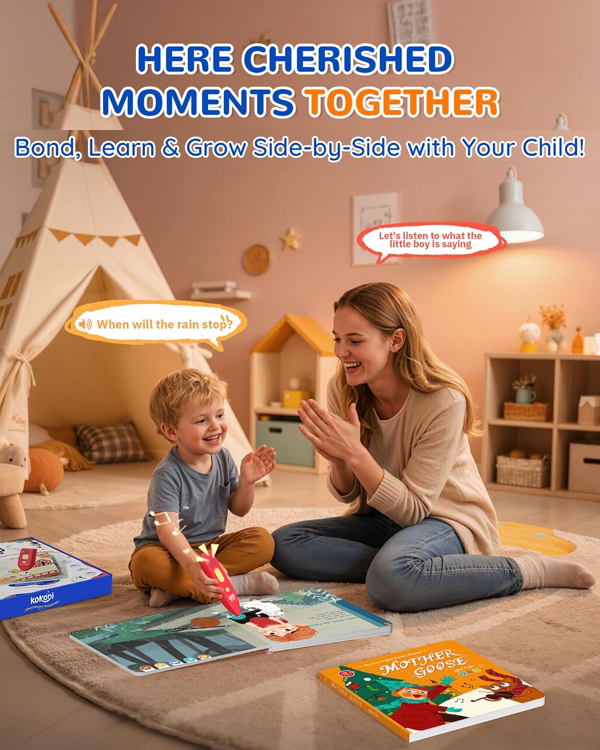 KOKODI Talking Pen Books Set, Interactive Audio Nursery Rhymes with Learning Pen, Educational