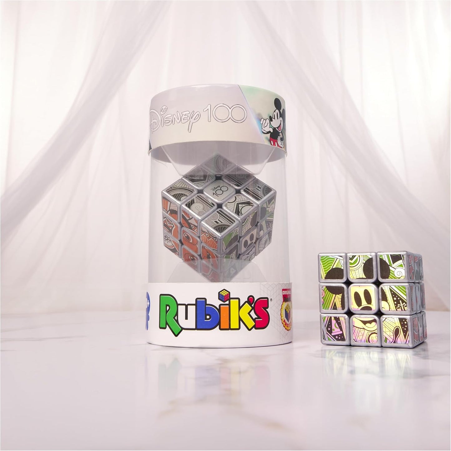 Rubik's Cube, Disney 100th Anniversary Metallic Platinum 3x3 Cube, Fidget Toys Adults, Mickey Mouse