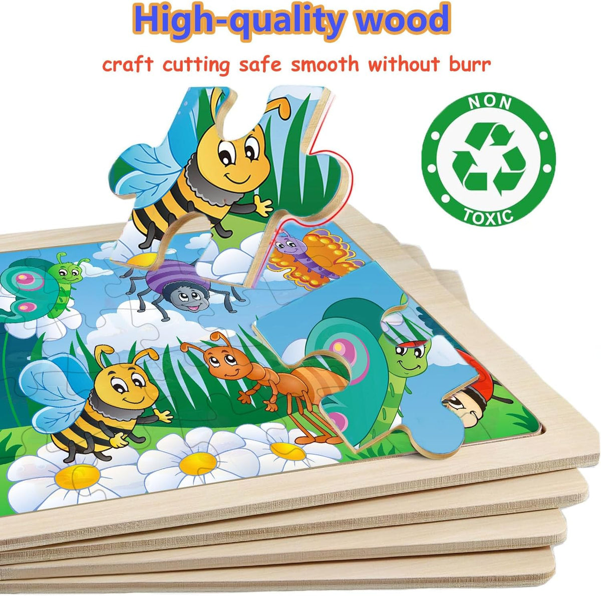 Wooden Puzzles for Kids Ages 4-6, 6 Packs 30 PCs Jigsaw Puzzles for Kids Ages 3-5 | 4-8, Wooden